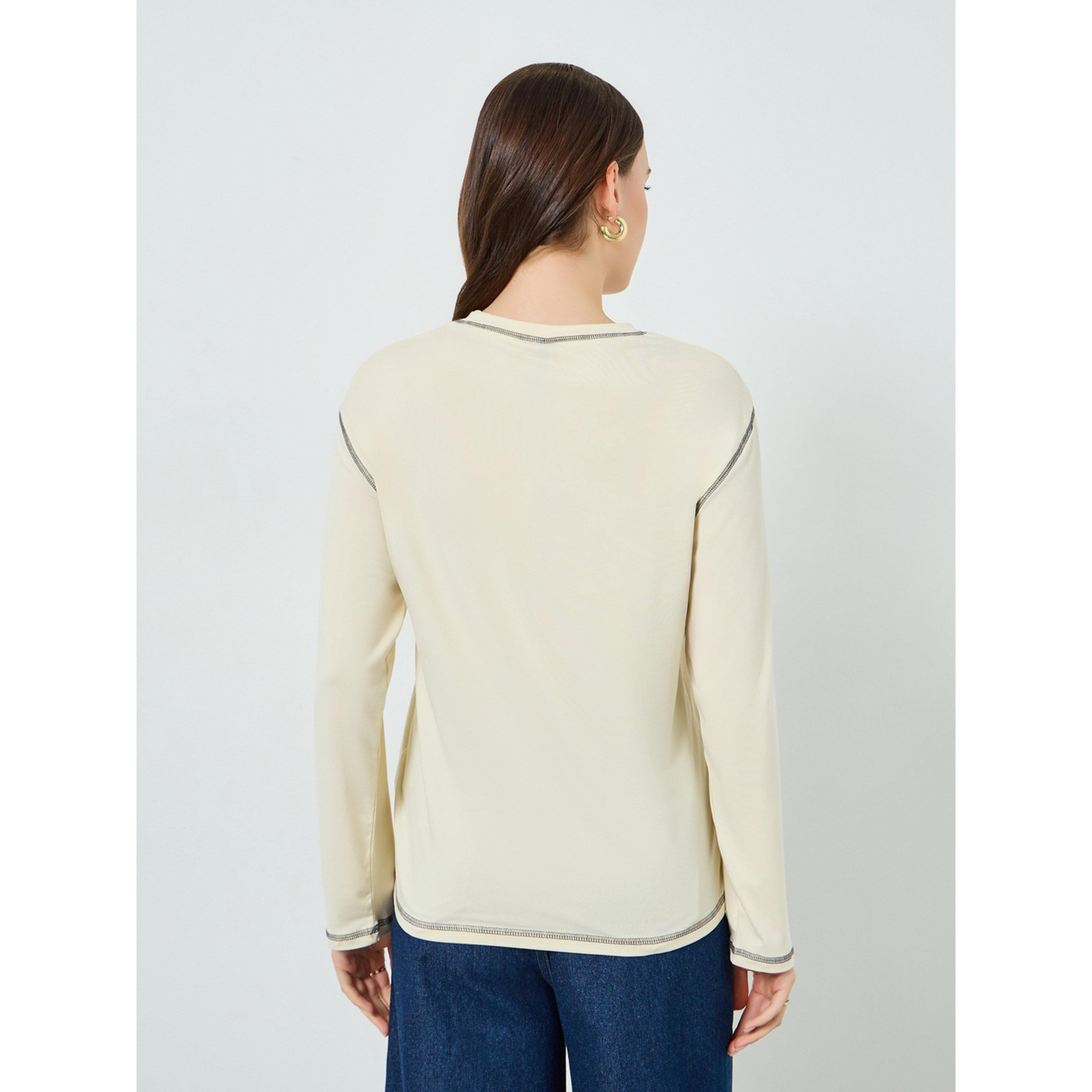 تيشيرت فضفاض بأكمام طويلة وجيوب-women-clothing-tshirts-image-5