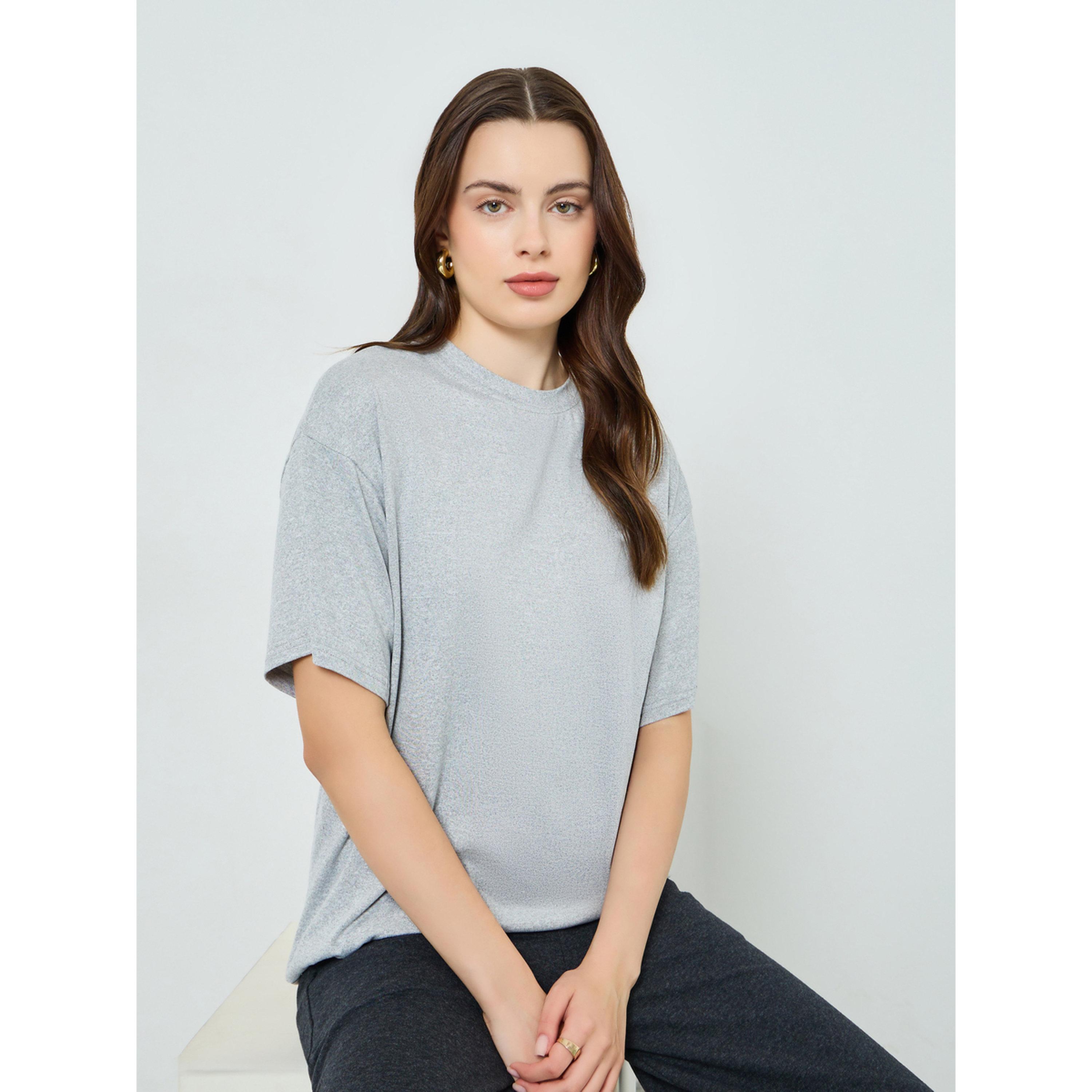 Styli Women Grey Solid Oversized T-Shirt-women-clothing-tshirts-image-3