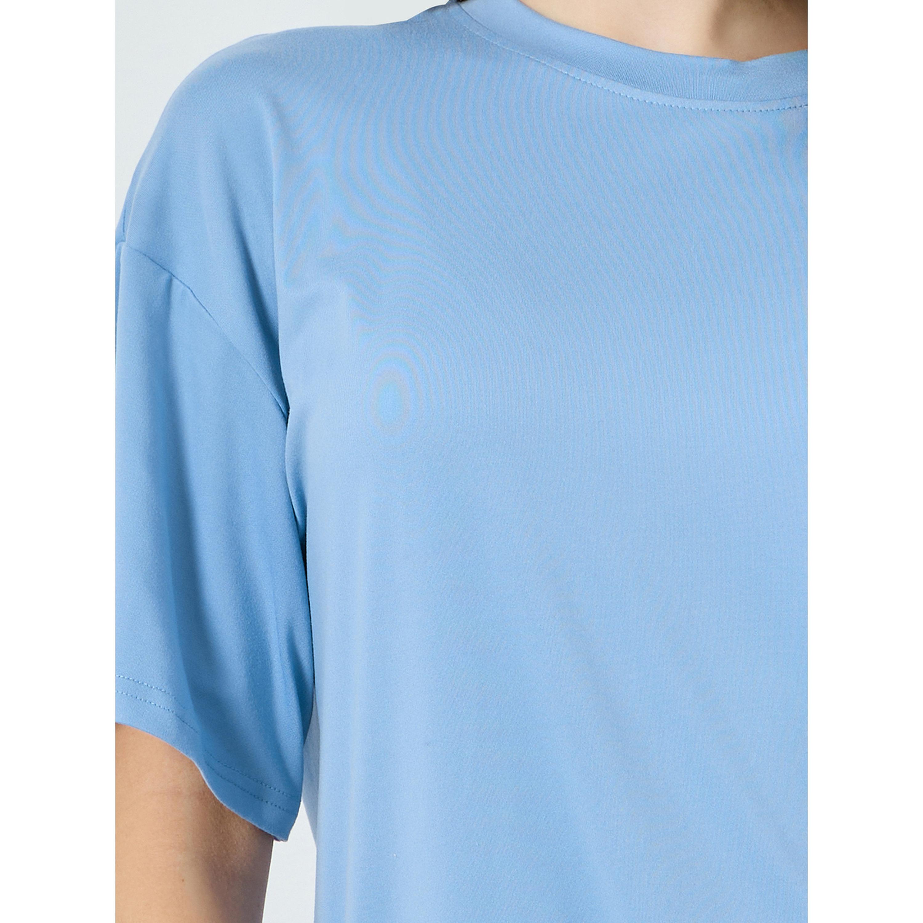 Styli Women Blue Solid Oversized T-Shirt-women-clothing-tshirts-image-4