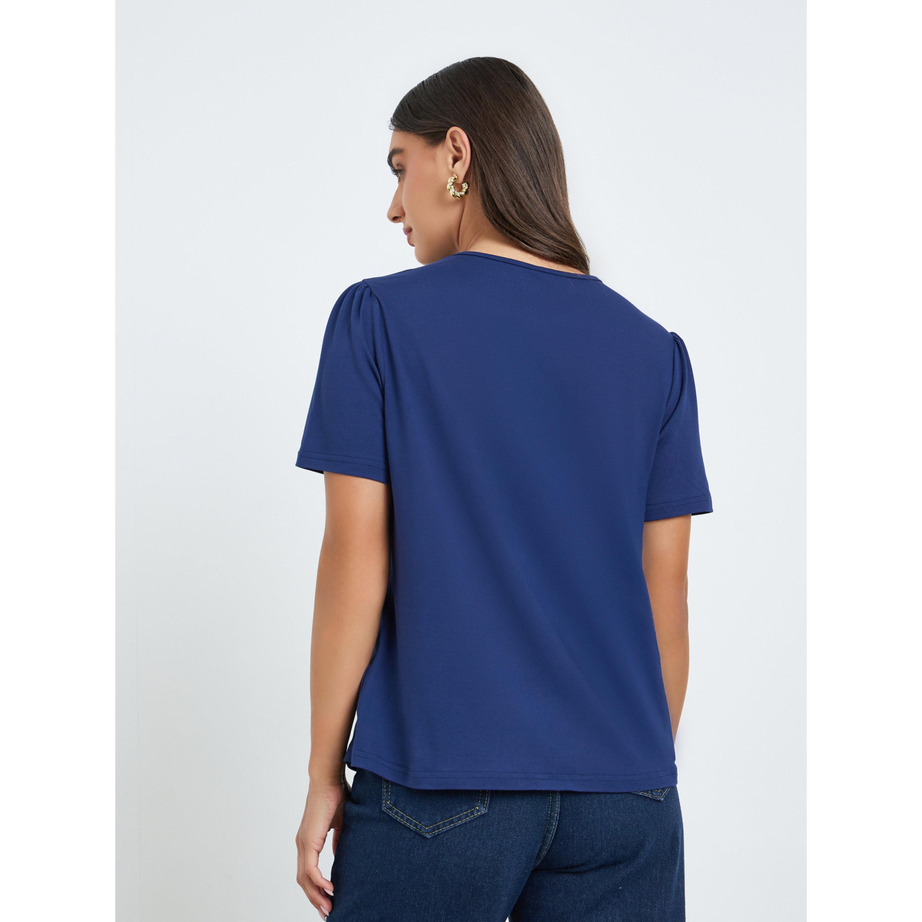 Styli Women Navy Blue Embroidered Oversized T-Shirt-women-clothing-tshirts-image-4