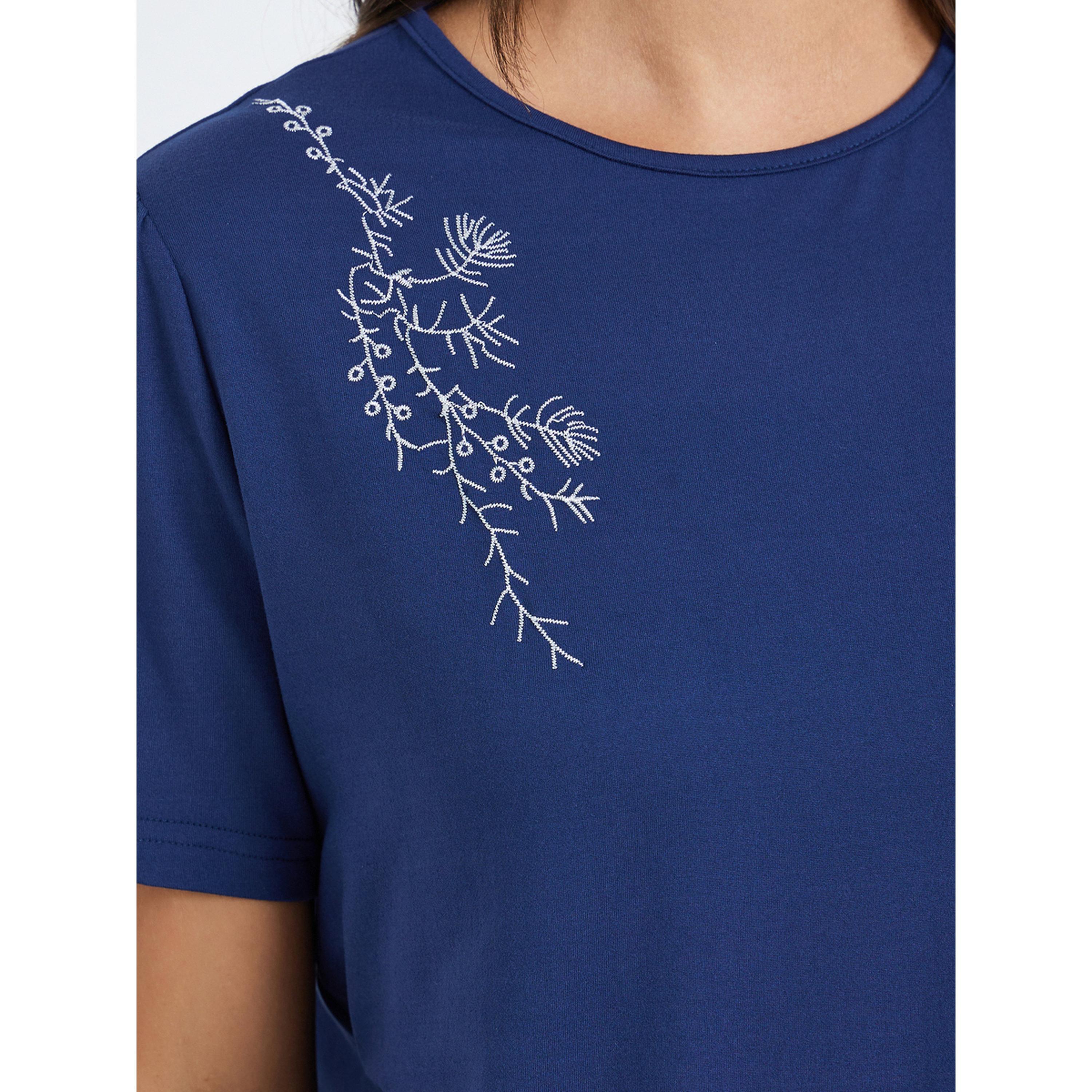 Styli Women Navy Blue Embroidered Oversized T-Shirt-women-clothing-tshirts-image-5