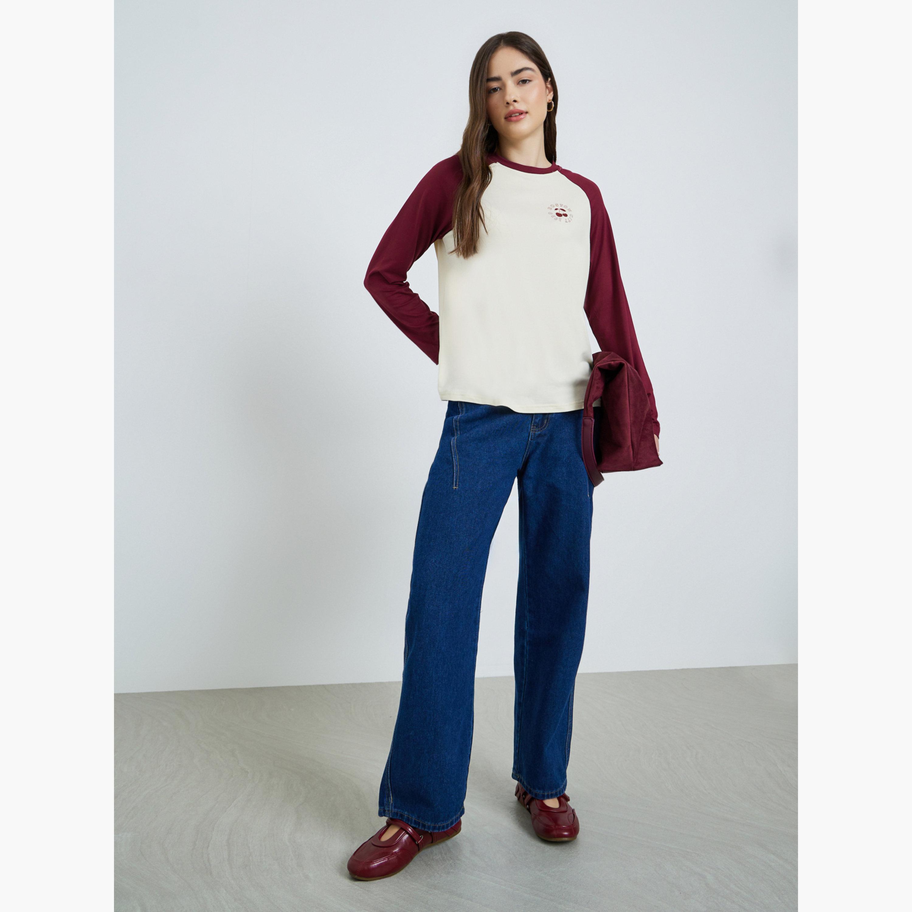 Styli Women Color Block Raglan Sleeve T-Shirt-women-clothing-tshirts-image-2