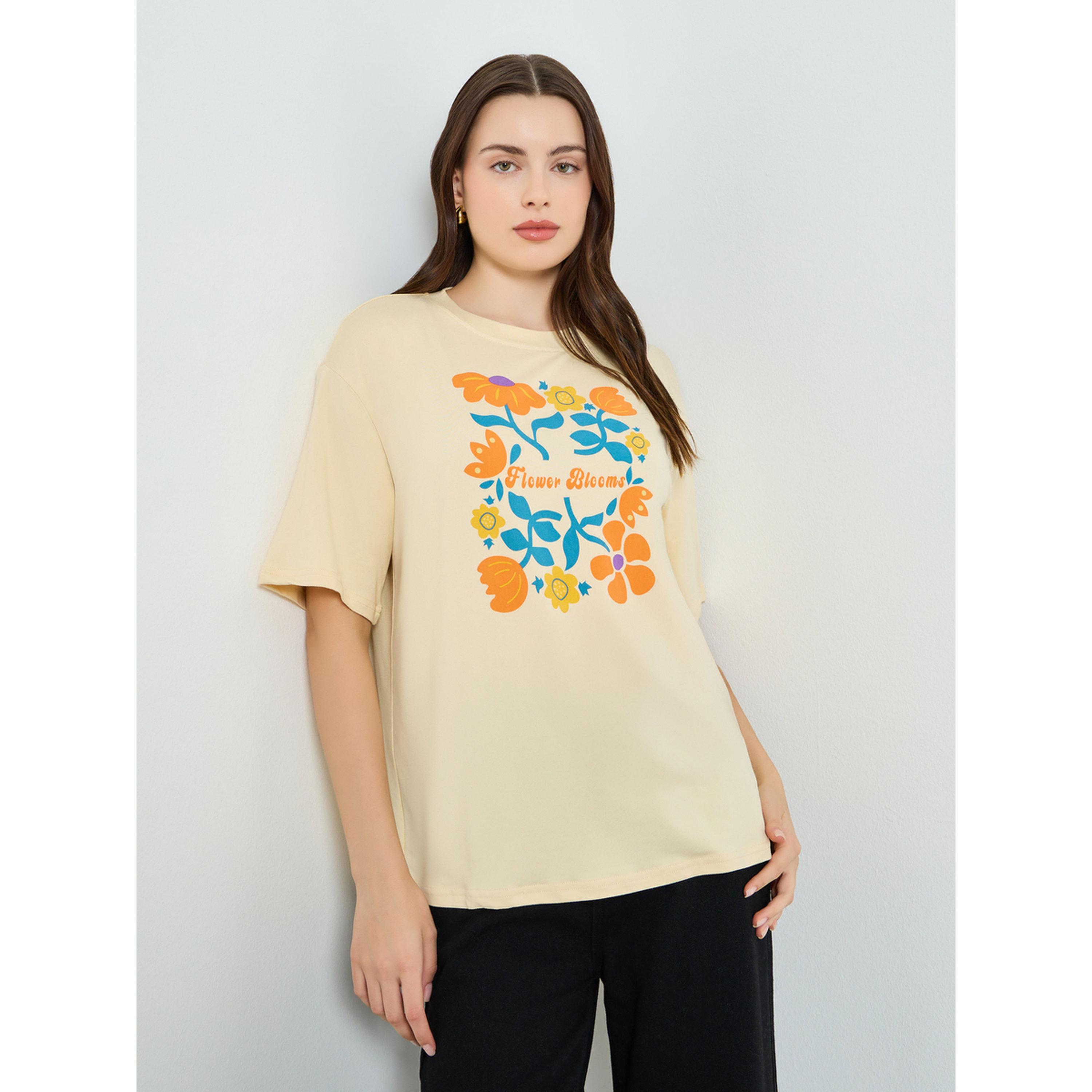 تيشيرت فضفاض بطبعة زهور جرافيك-women-clothing-tshirts-image-1