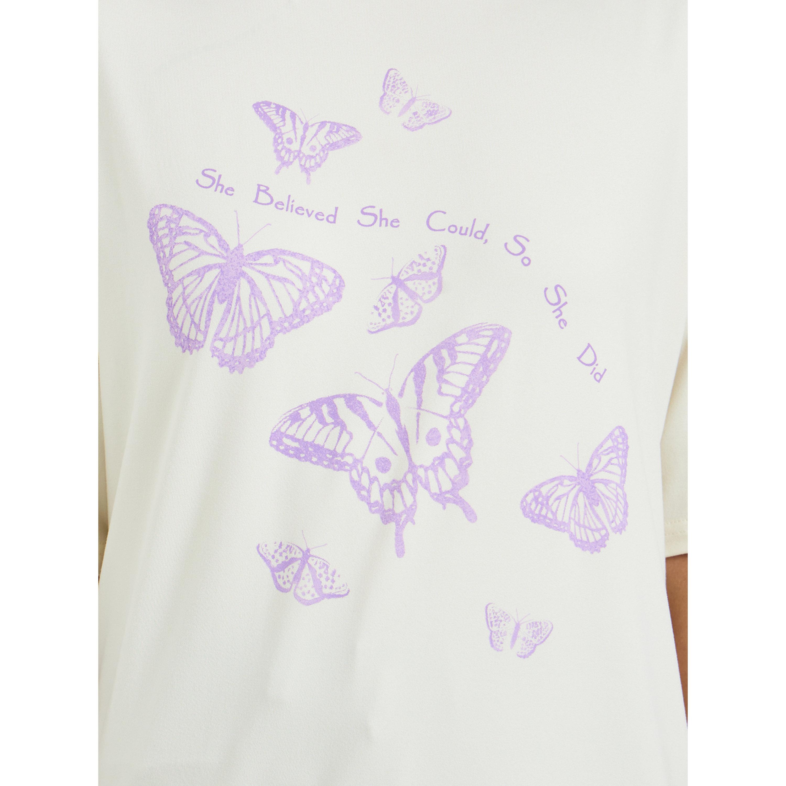 Styli Women Beige Graphic Butterfly T-Shirt-women-clothing-tshirts-image-4