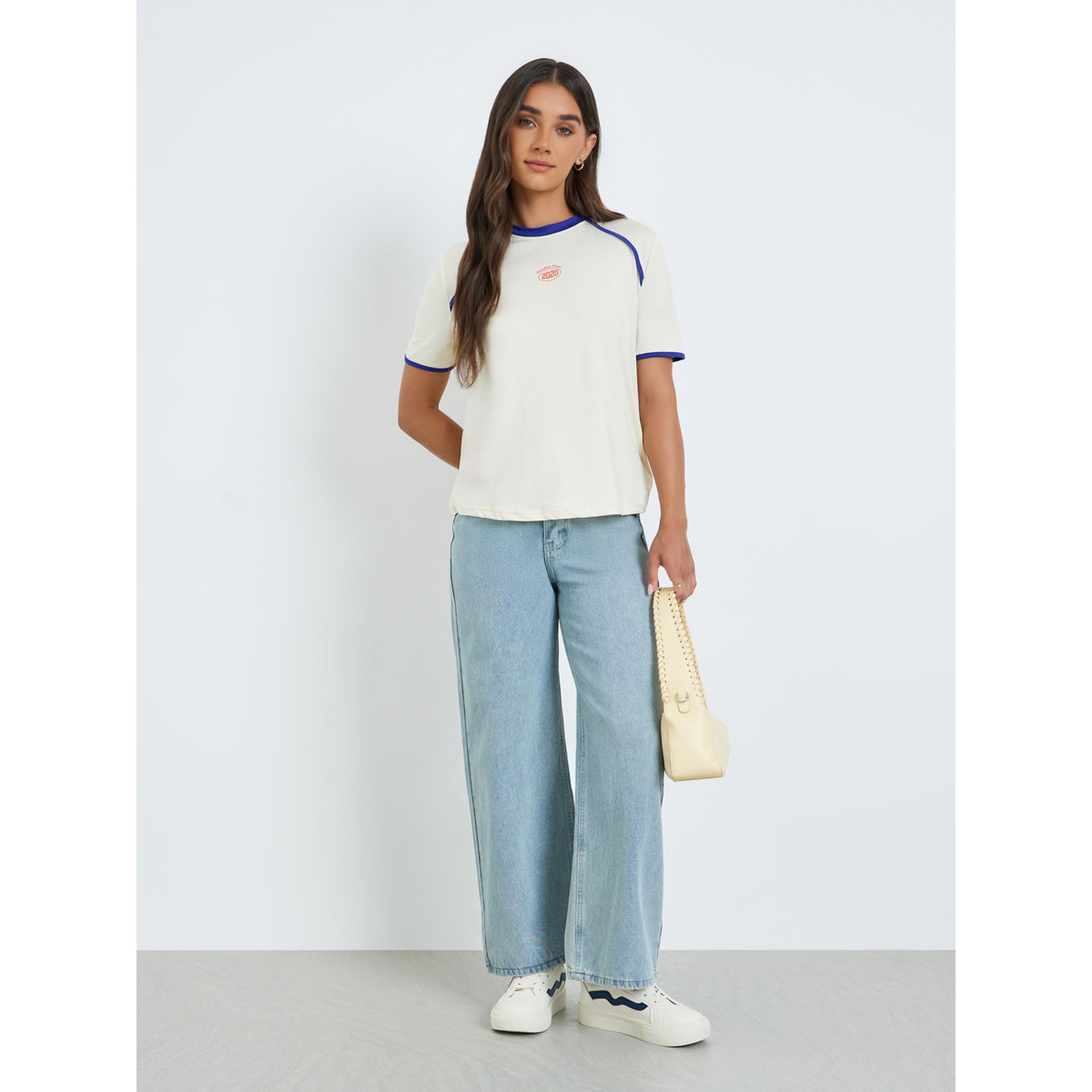 Styli Women Beige Graphic Print Oversized T-Shirt-women-clothing-tshirts-image-2