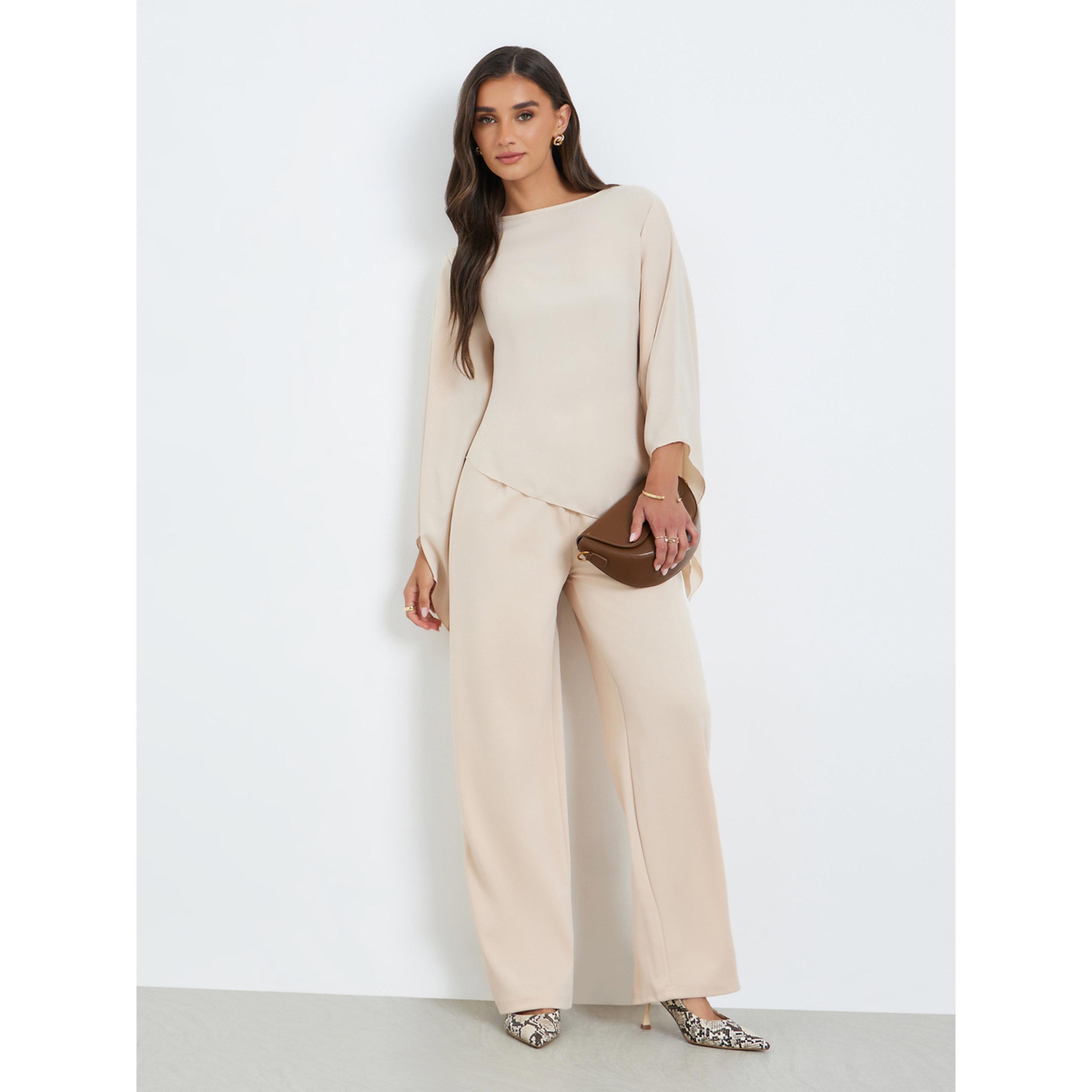 بلوزة بأكمام باتوينغ وحافة غير متماثلة للنساء-women-clothing-shirtsandblouses-blouses-image-2
