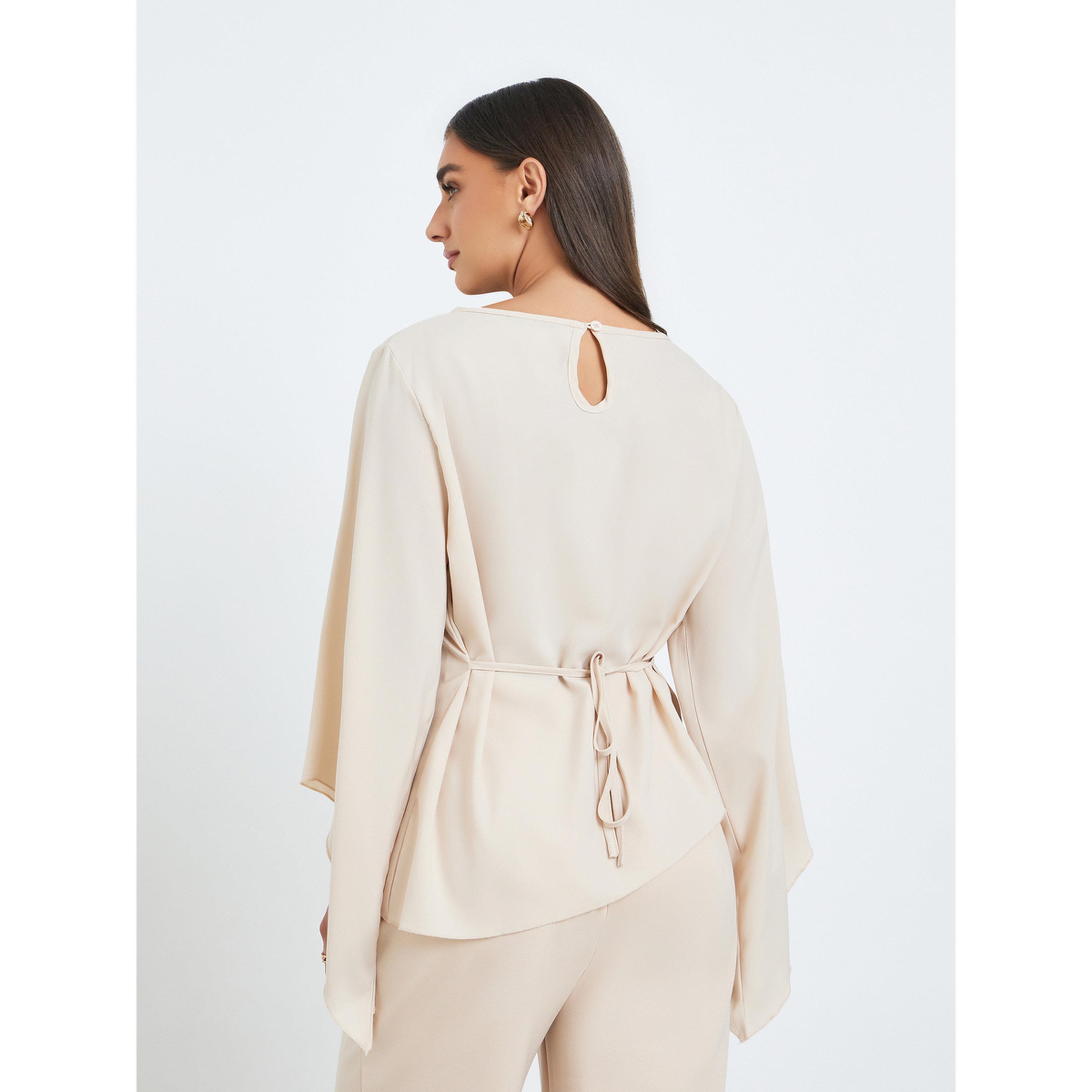 بلوزة بأكمام باتوينغ وحافة غير متماثلة للنساء-women-clothing-shirtsandblouses-blouses-image-4