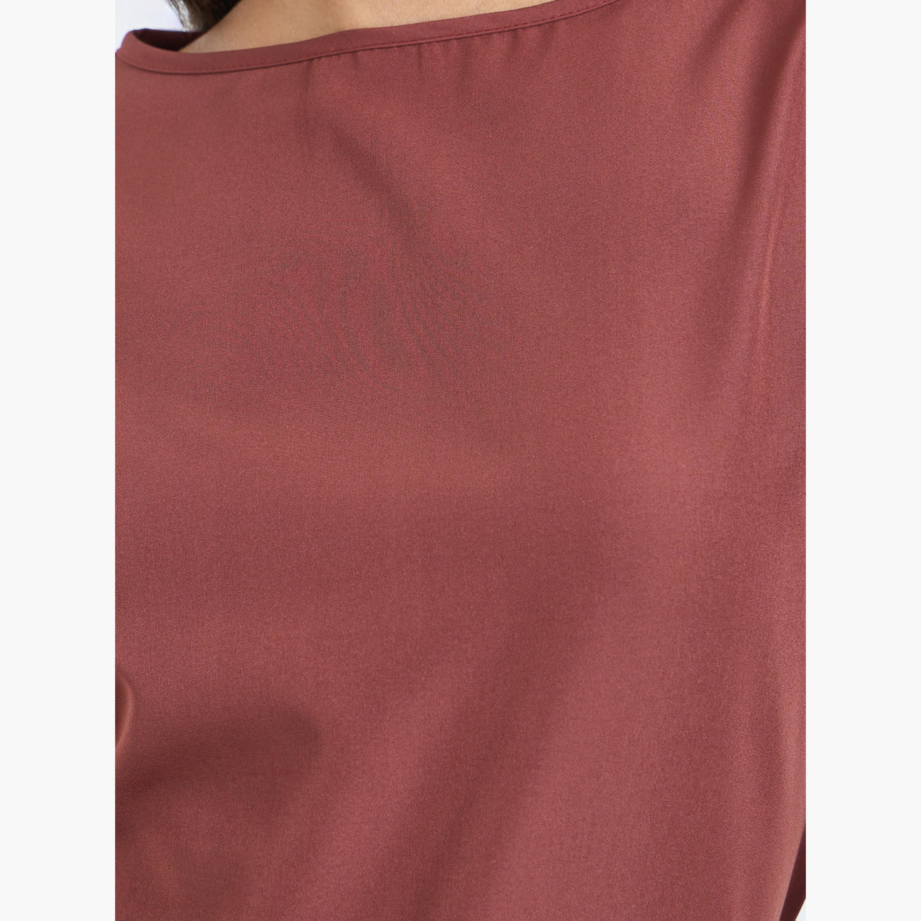 Styli Women Brown Solid Bell Sleeve Blouse-women-clothing-shirtsandblouses-blouses-image-3