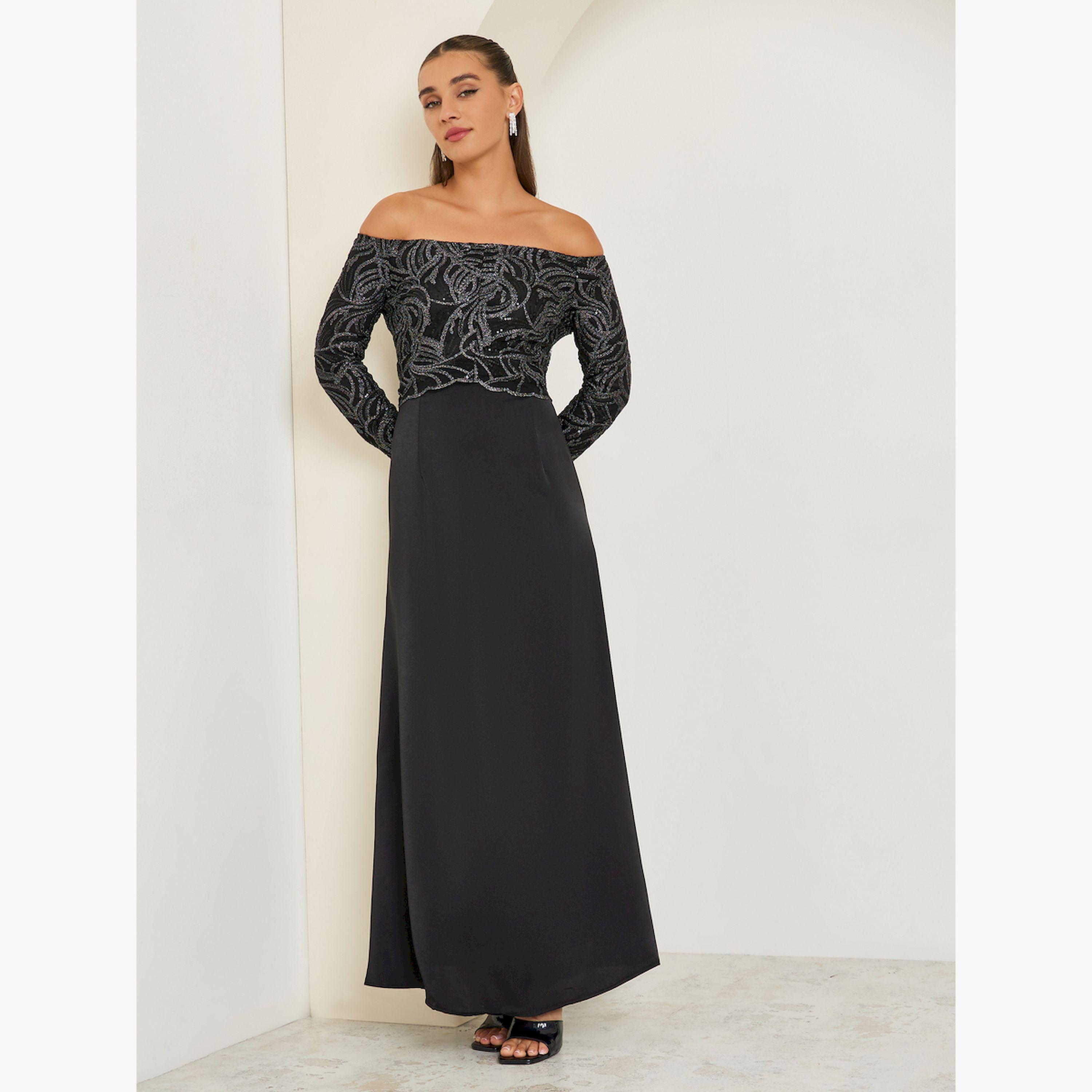 Styli Women Off Shoulder Embellished Maxi Party Dress-women-clothing-dresses-image-3