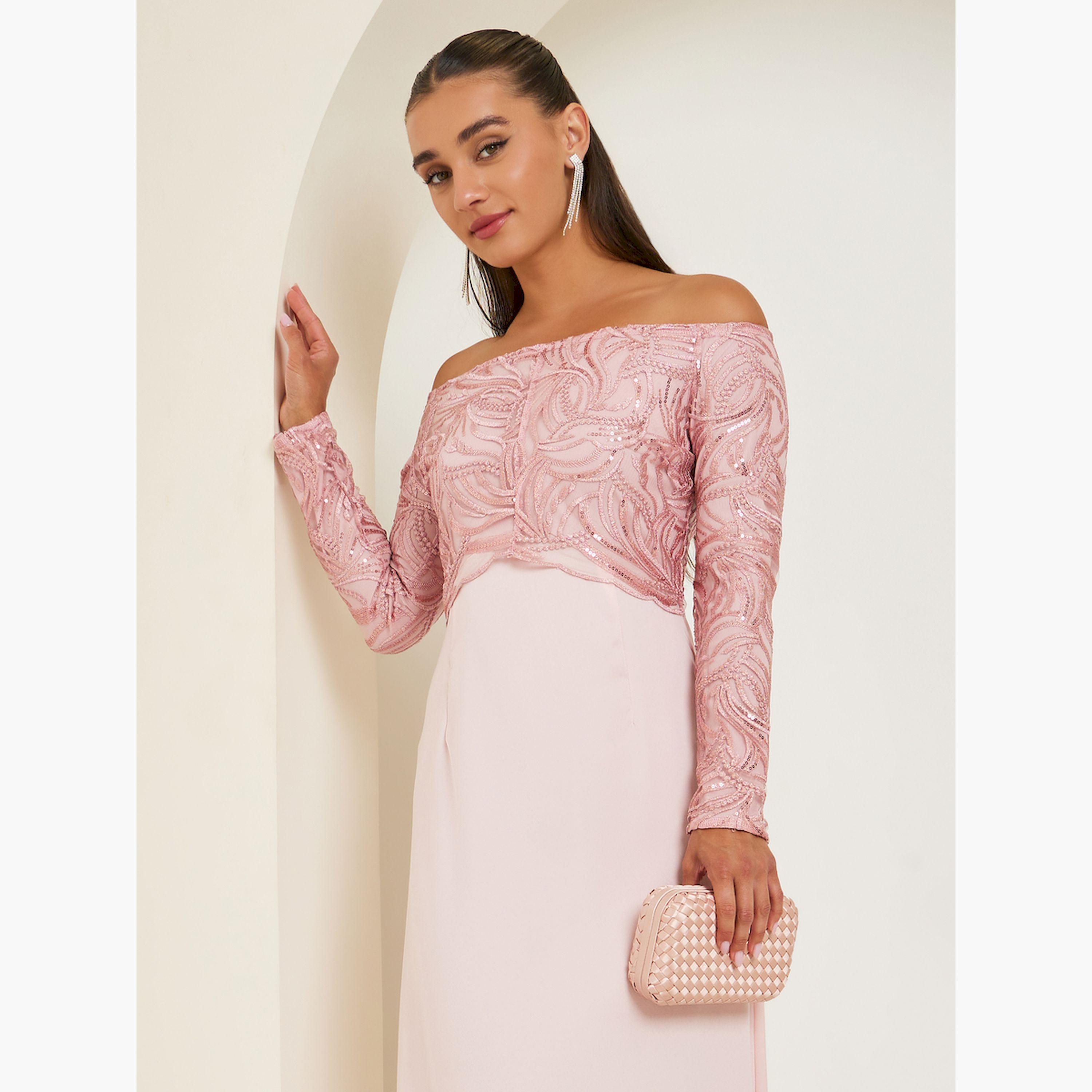Styli Women Off Shoulder Embellished Maxi Party Dress-women-clothing-dresses-image-3