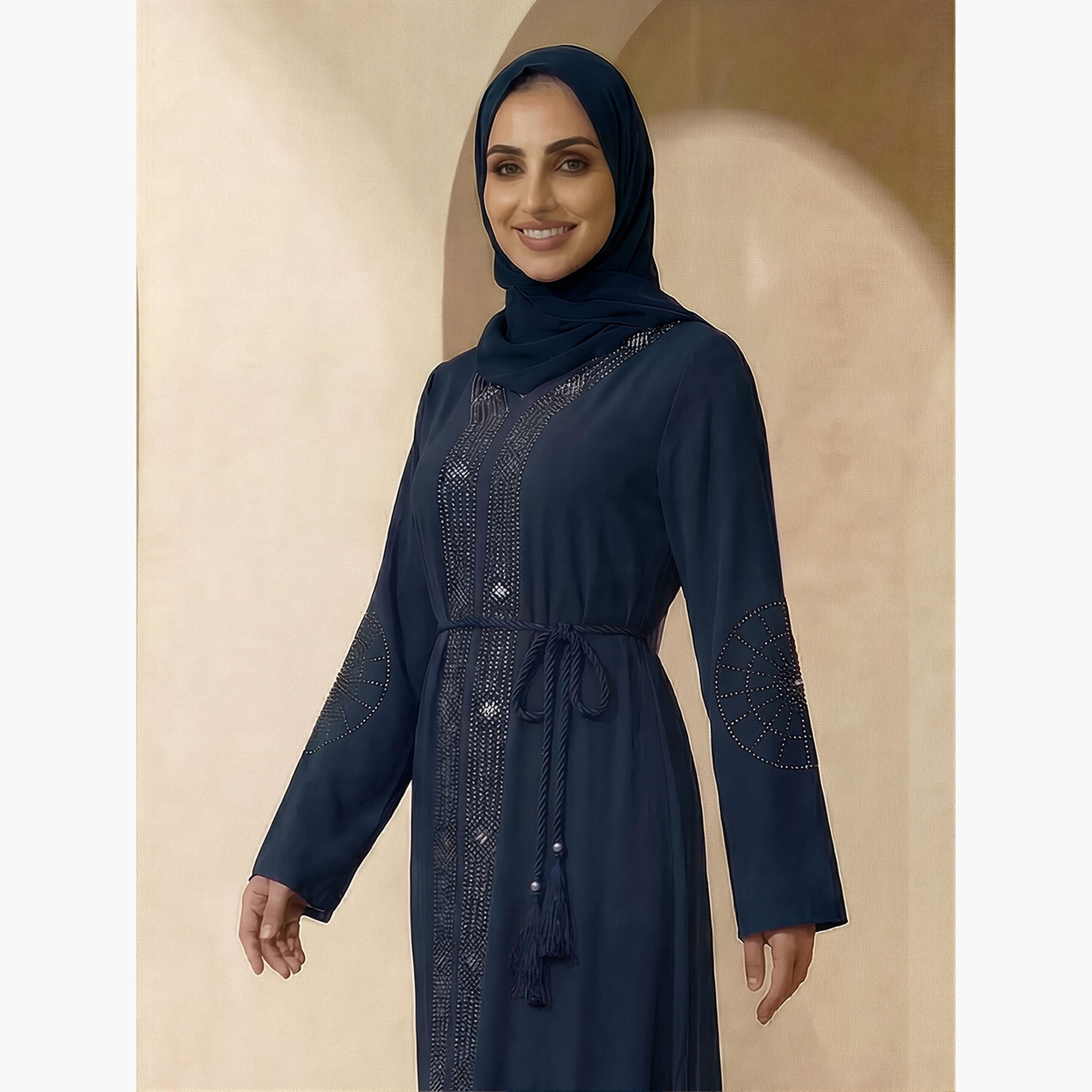 عباية مزينة مع حجاب-women-arabicclothing-abayas-image-4