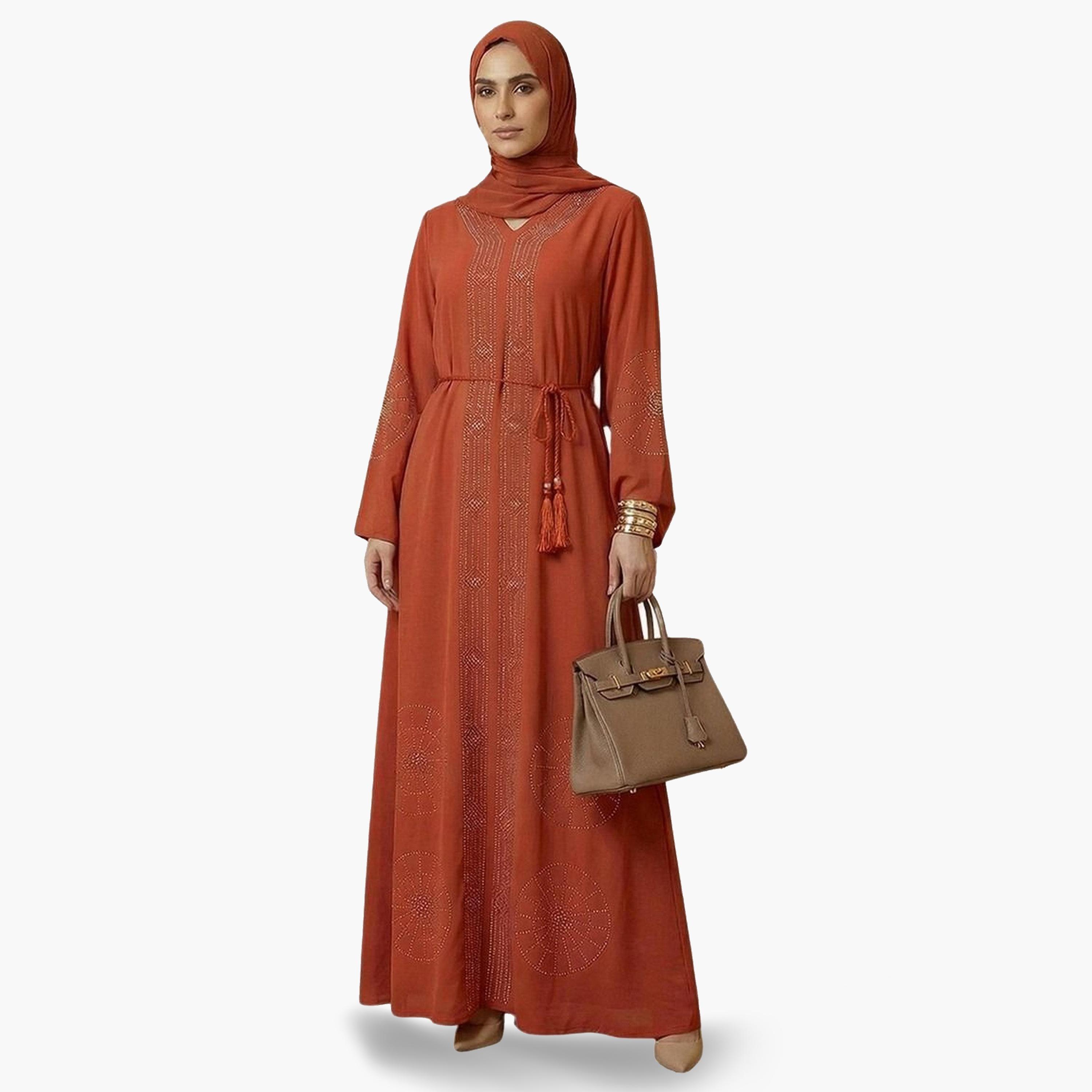 عباية مزينة مع حجاب-women-arabicclothing-abayas-image-1