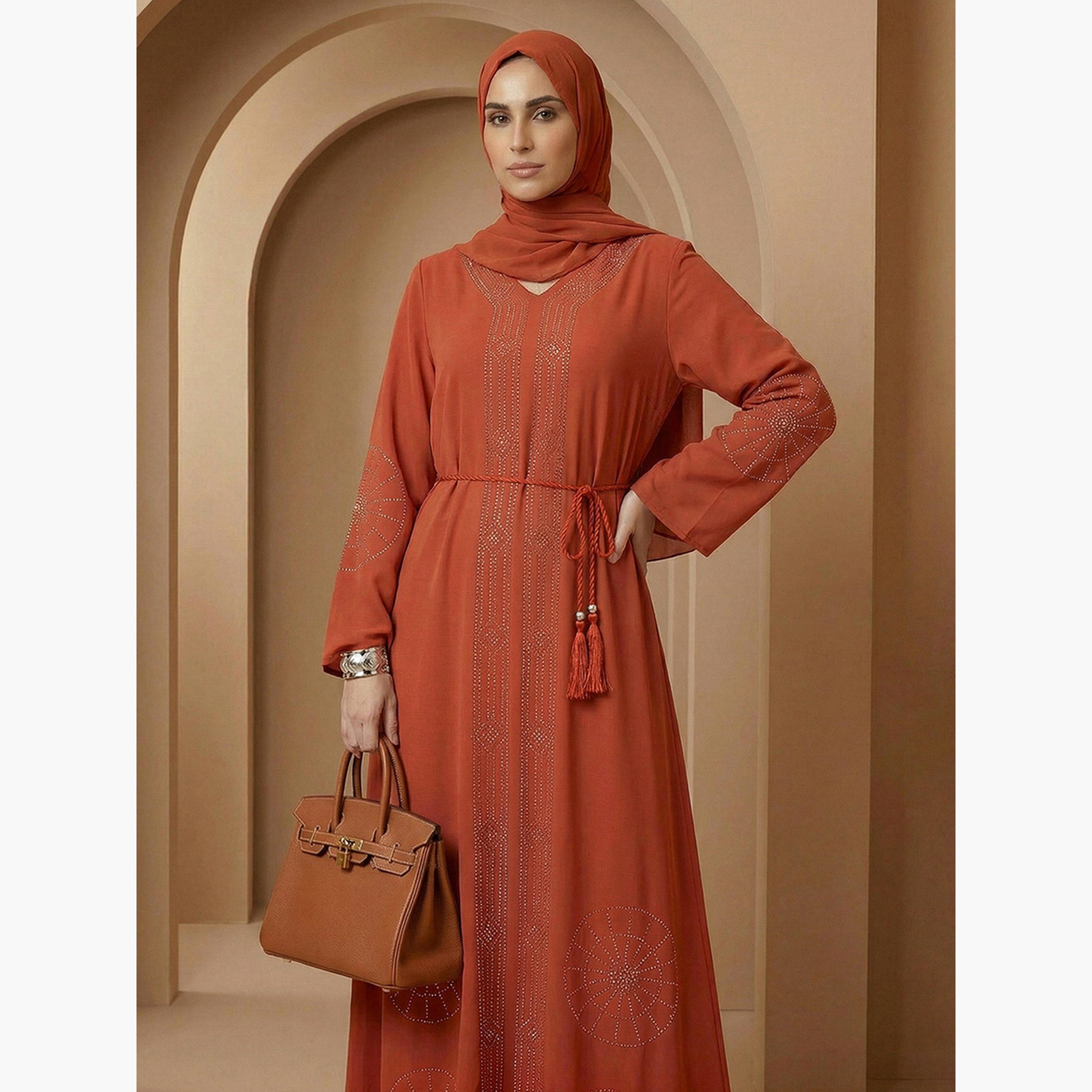 عباية مزينة مع حجاب-women-arabicclothing-abayas-image-4