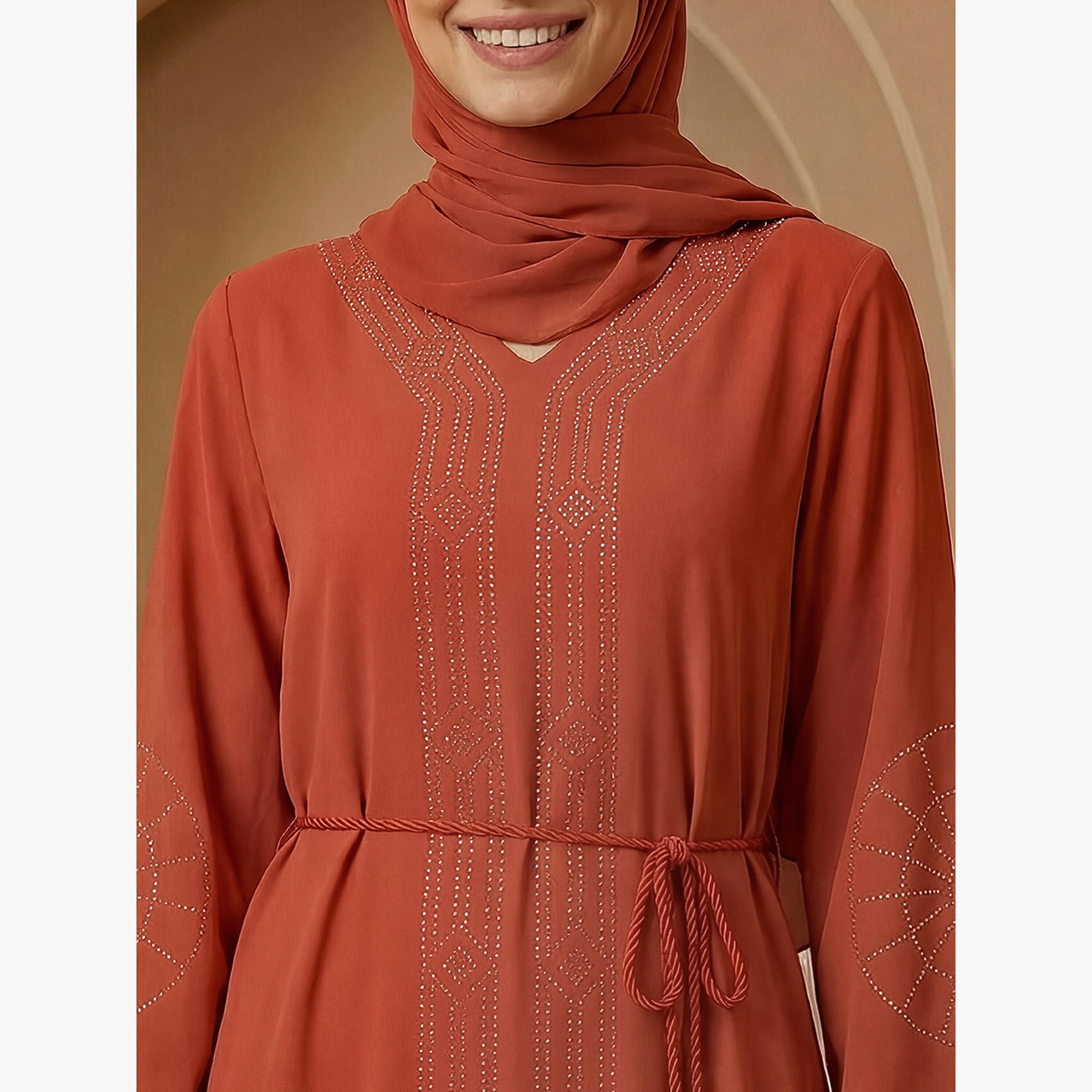 عباية مزينة مع حجاب-women-arabicclothing-abayas-image-5