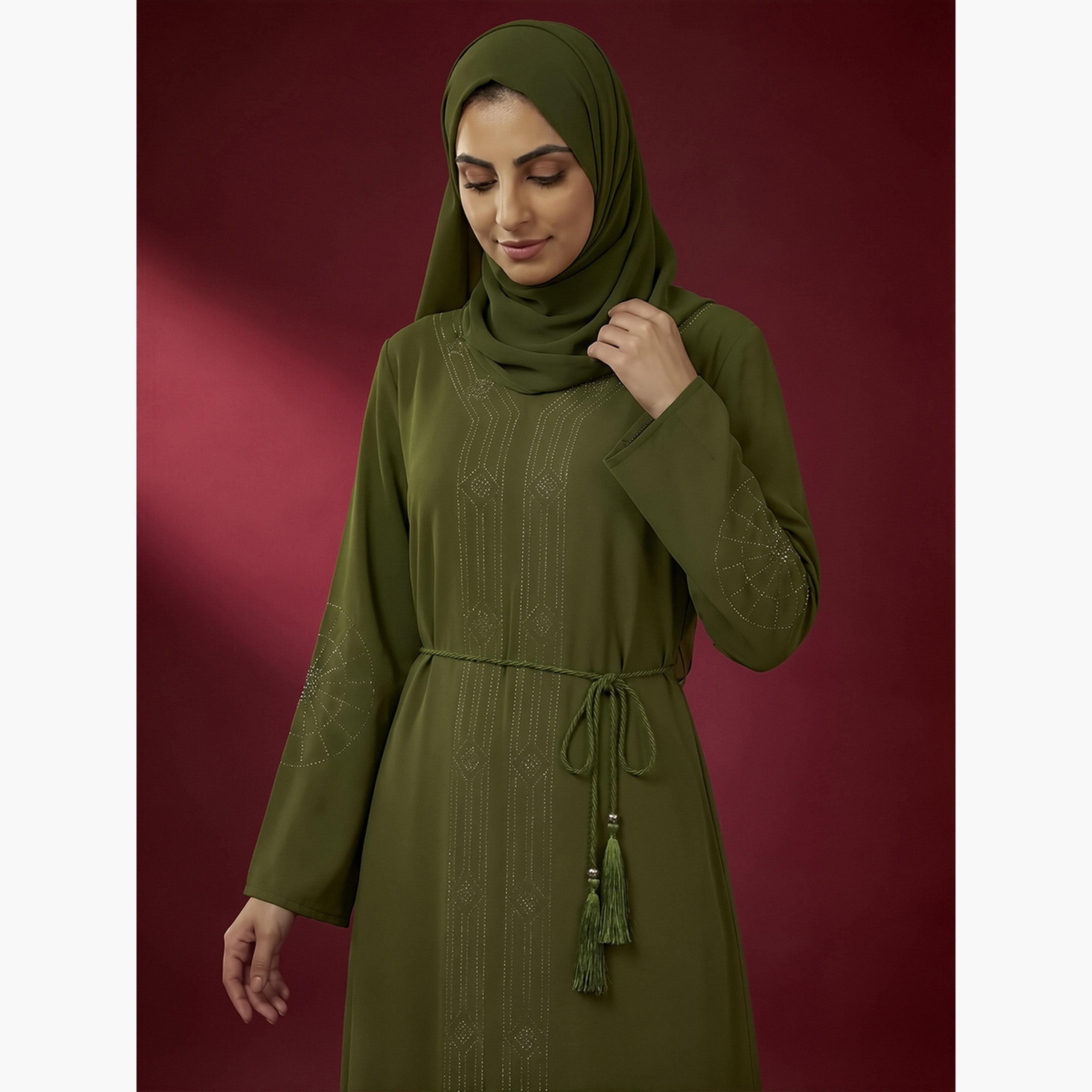 عباية مزينة مع حجاب-women-arabicclothing-abayas-image-4