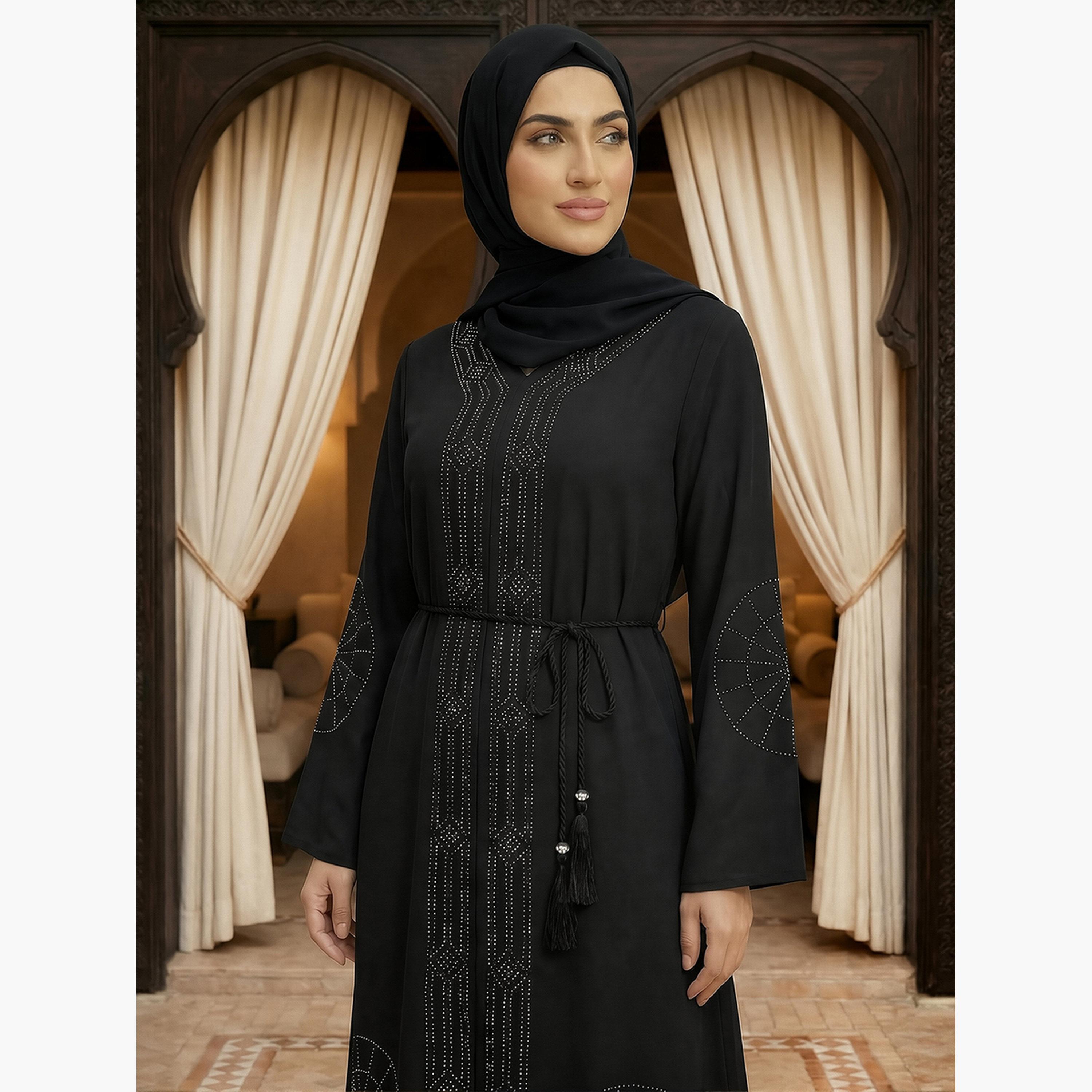 عباية مزينة مع حجاب-women-arabicclothing-abayas-image-4