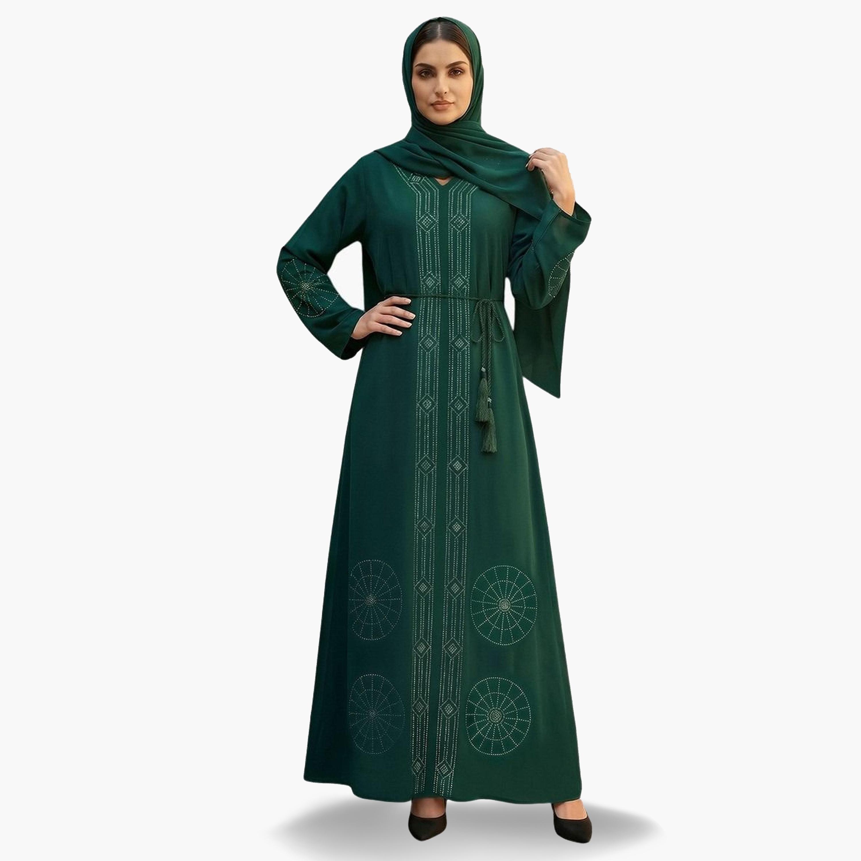 عباية مزينة مع حجاب-women-arabicclothing-abayas-image-1