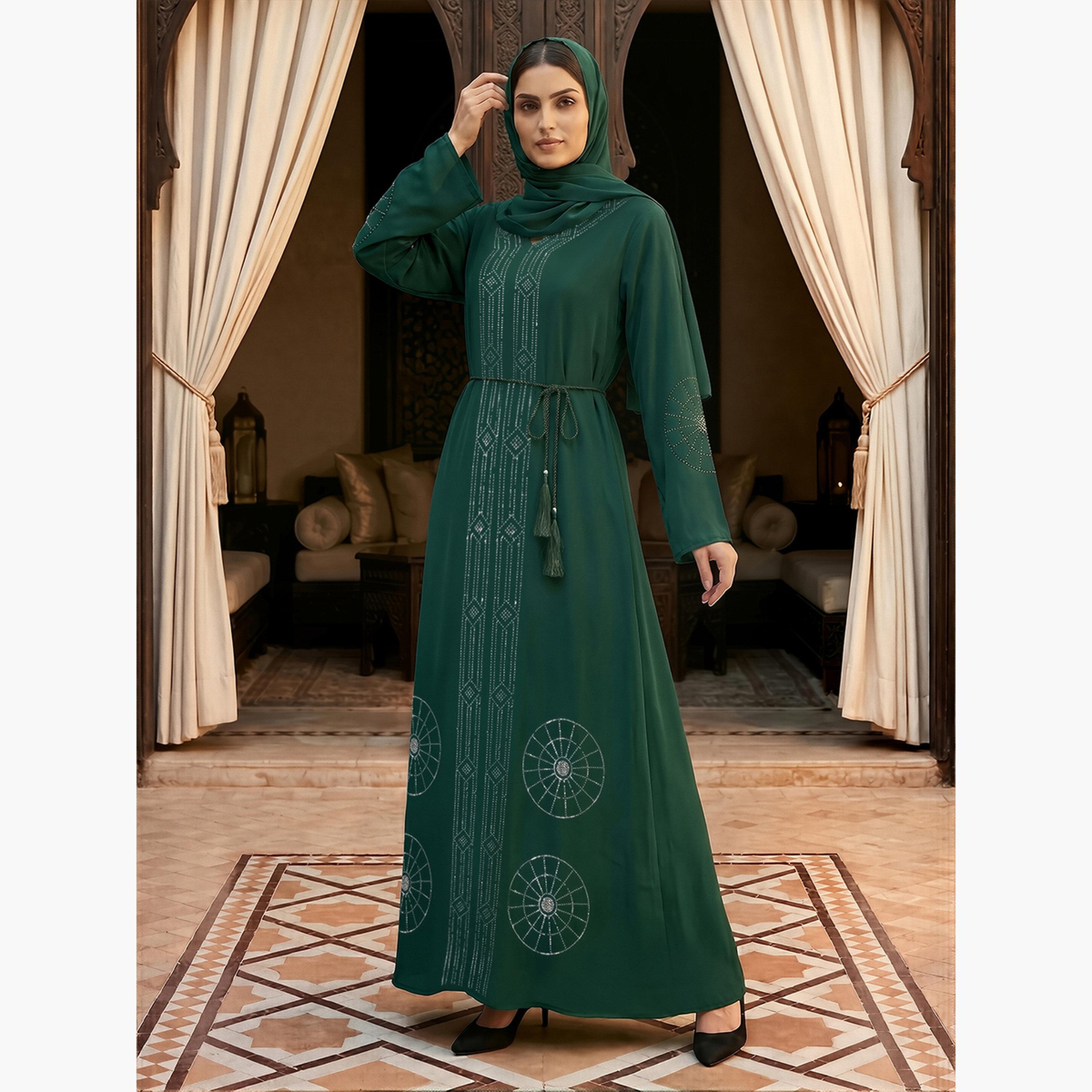 عباية مزينة مع حجاب-women-arabicclothing-abayas-image-2