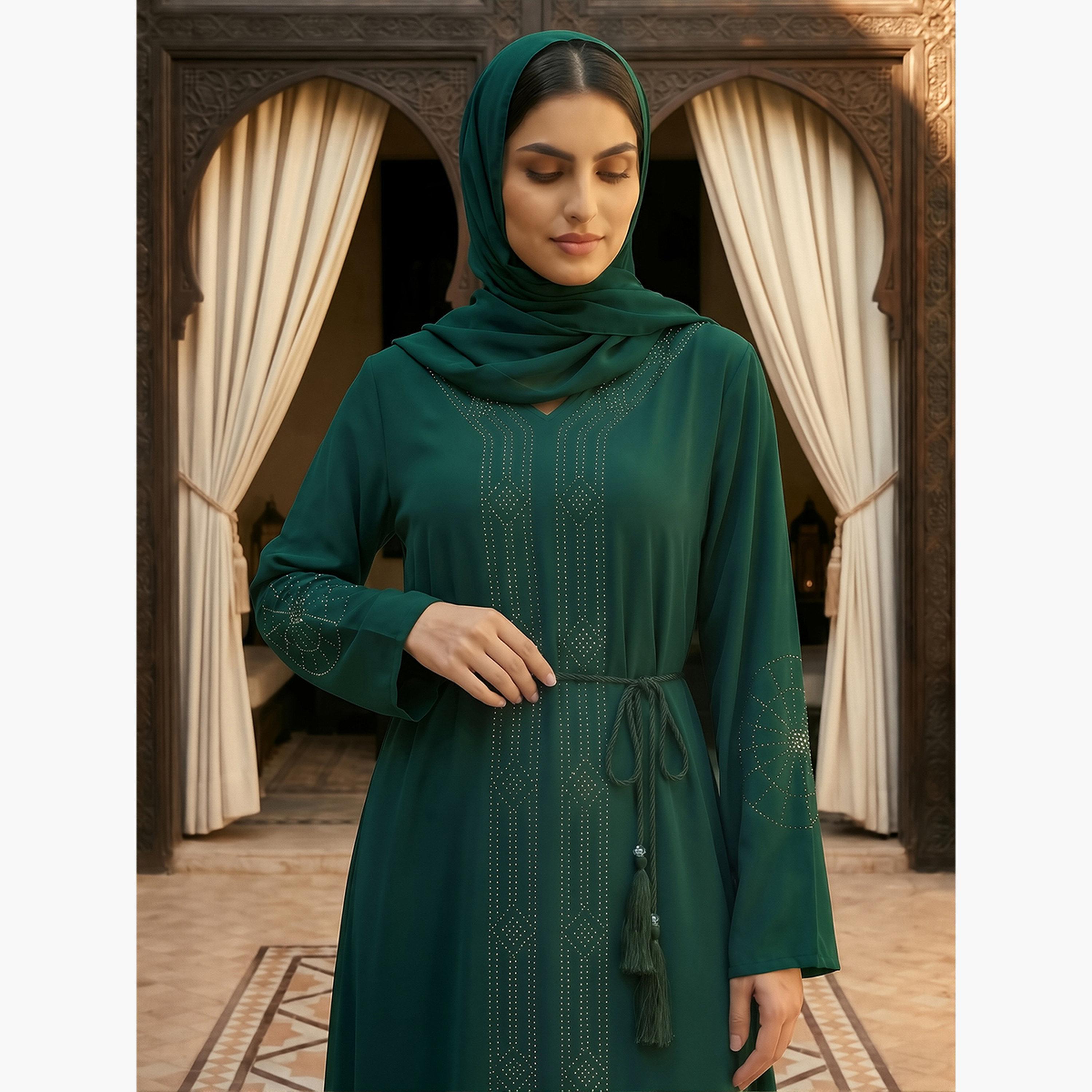 عباية مزينة مع حجاب-women-arabicclothing-abayas-image-4