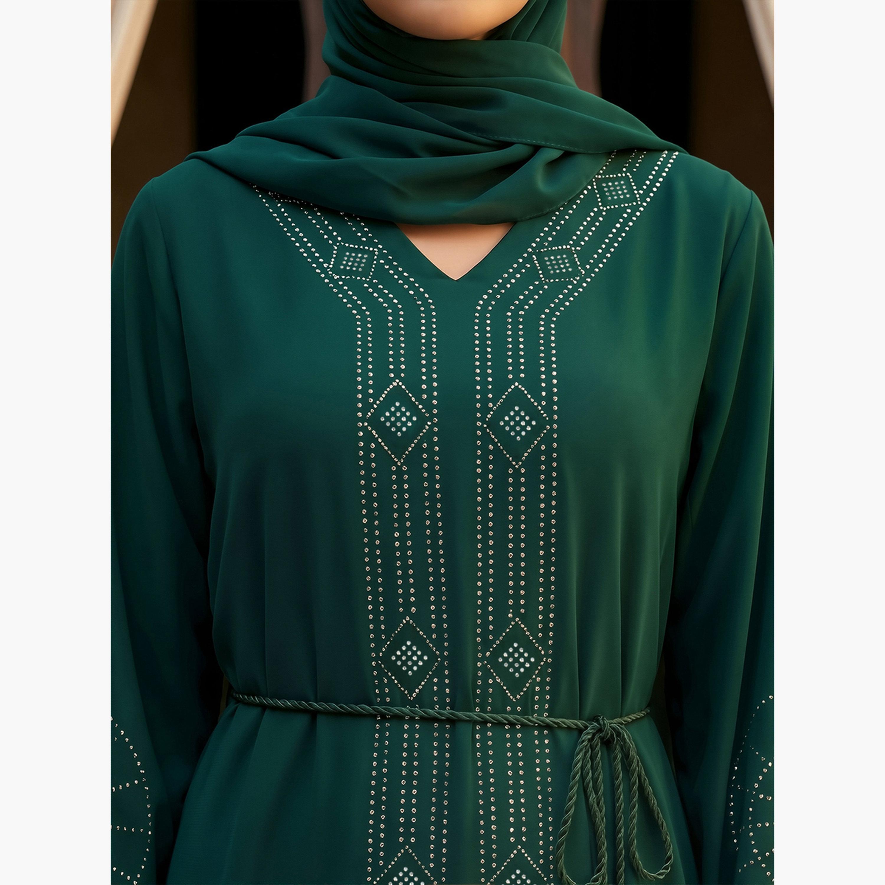عباية مزينة مع حجاب-women-arabicclothing-abayas-image-5