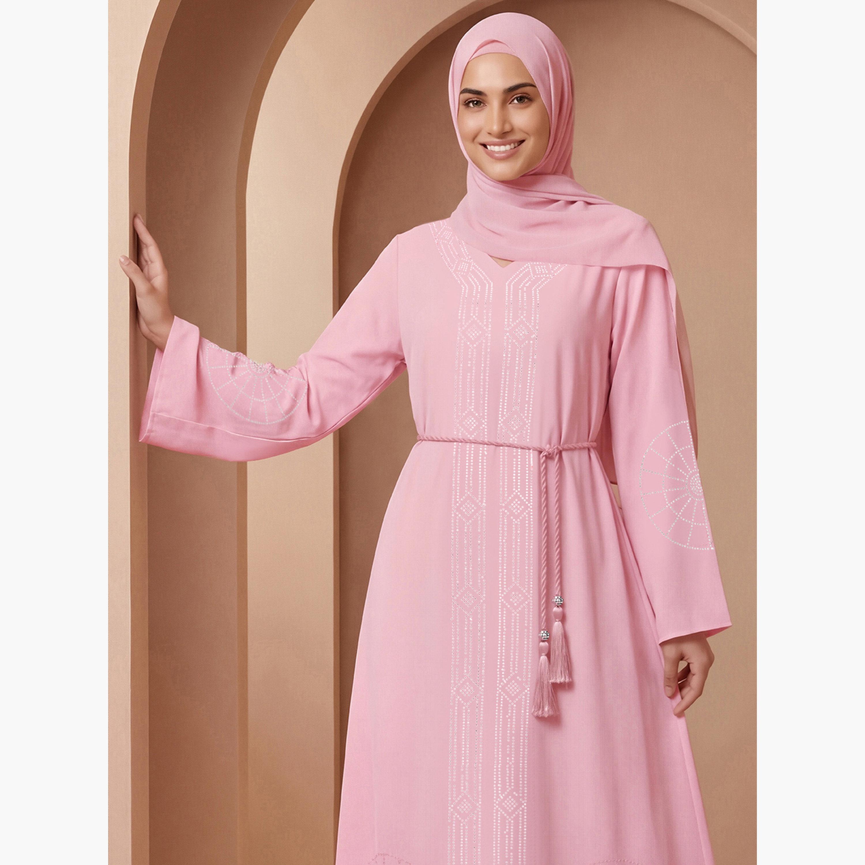 عباية مزينة مع حجاب-women-arabicclothing-abayas-image-4