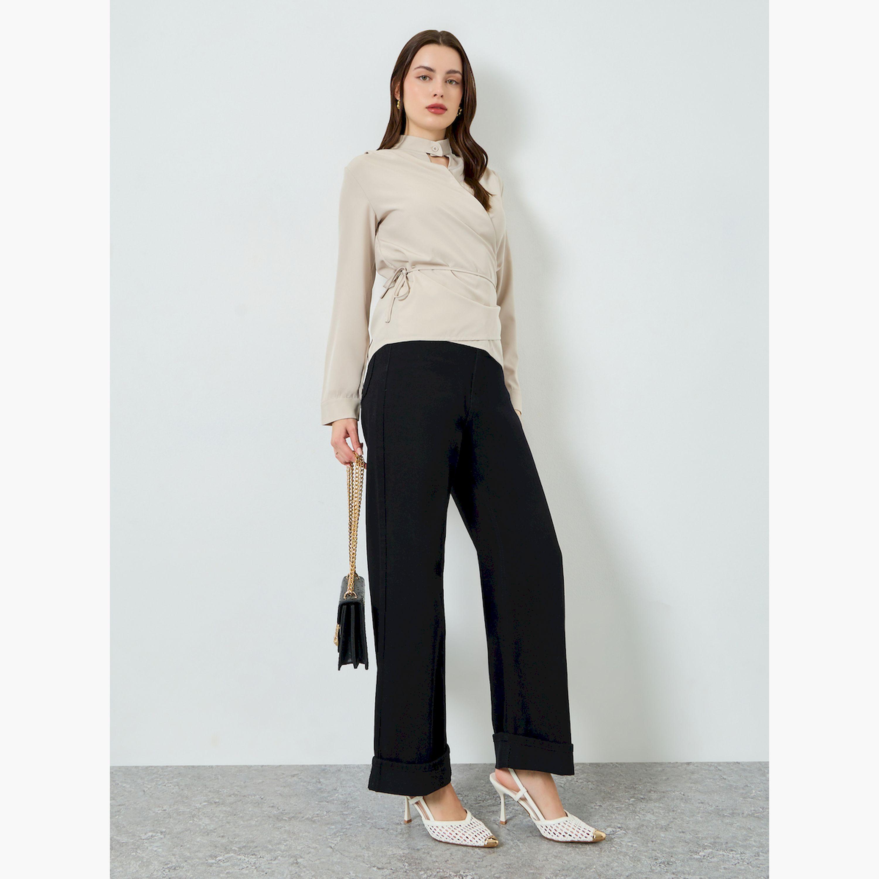 بلوزة بنمط لف وتفاصيل رباط خصر-women-clothing-shirtsandblouses-blouses-image-2