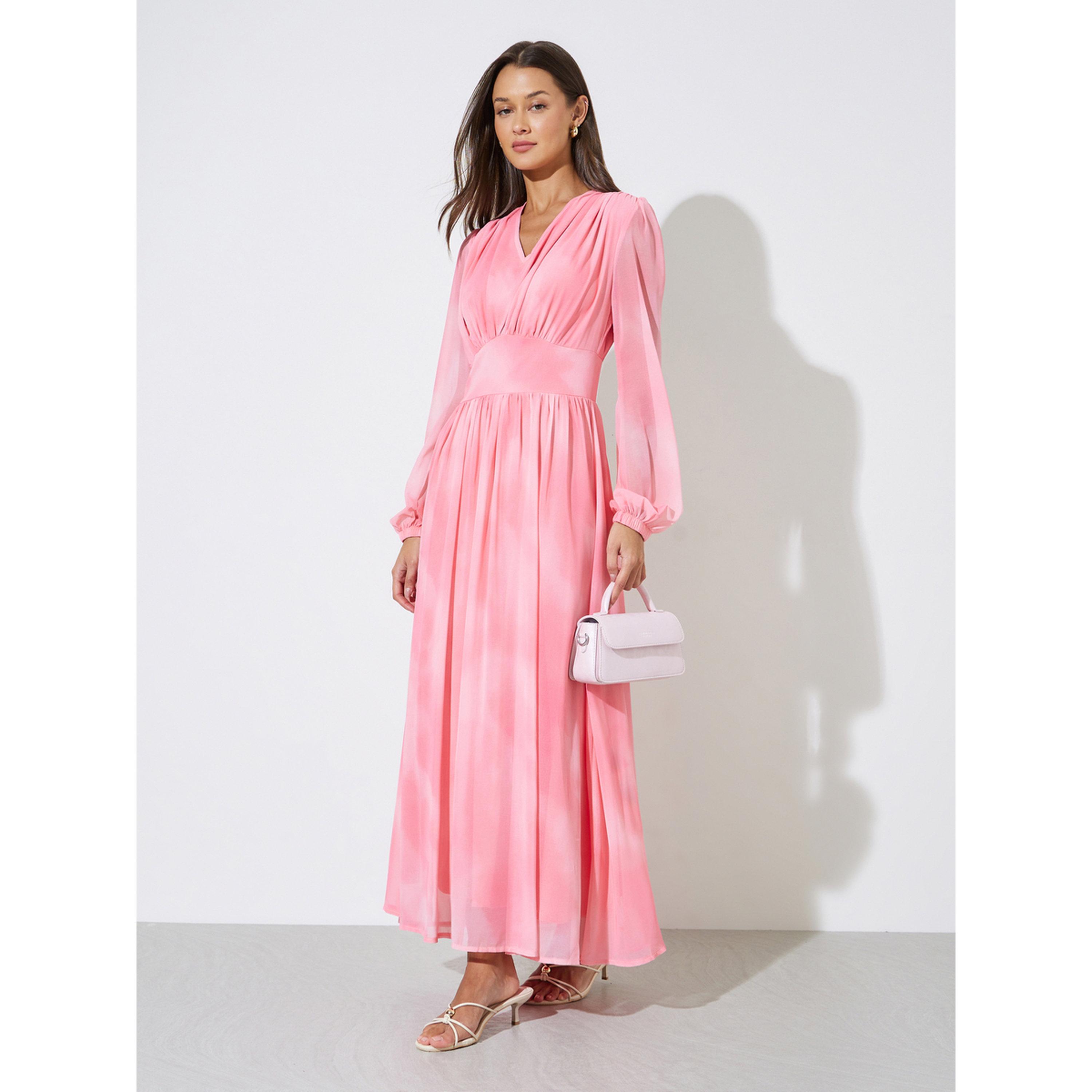 فستان طويل بأكمام منتفخة ونمط تايداي للنساء-women-clothing-dresses-image-3