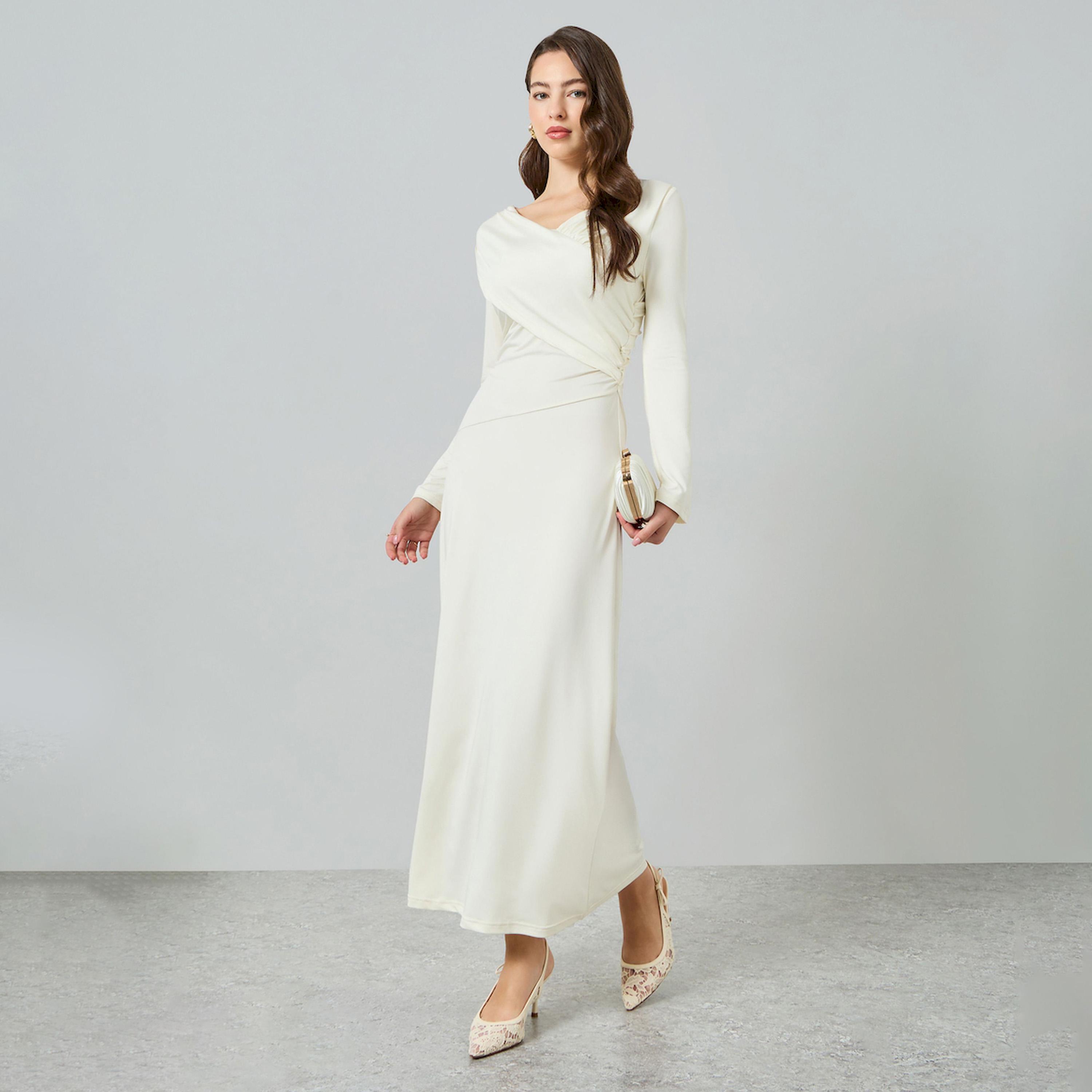 V فستان طويل بياقة على شكل-women-clothing-dresses-image-1