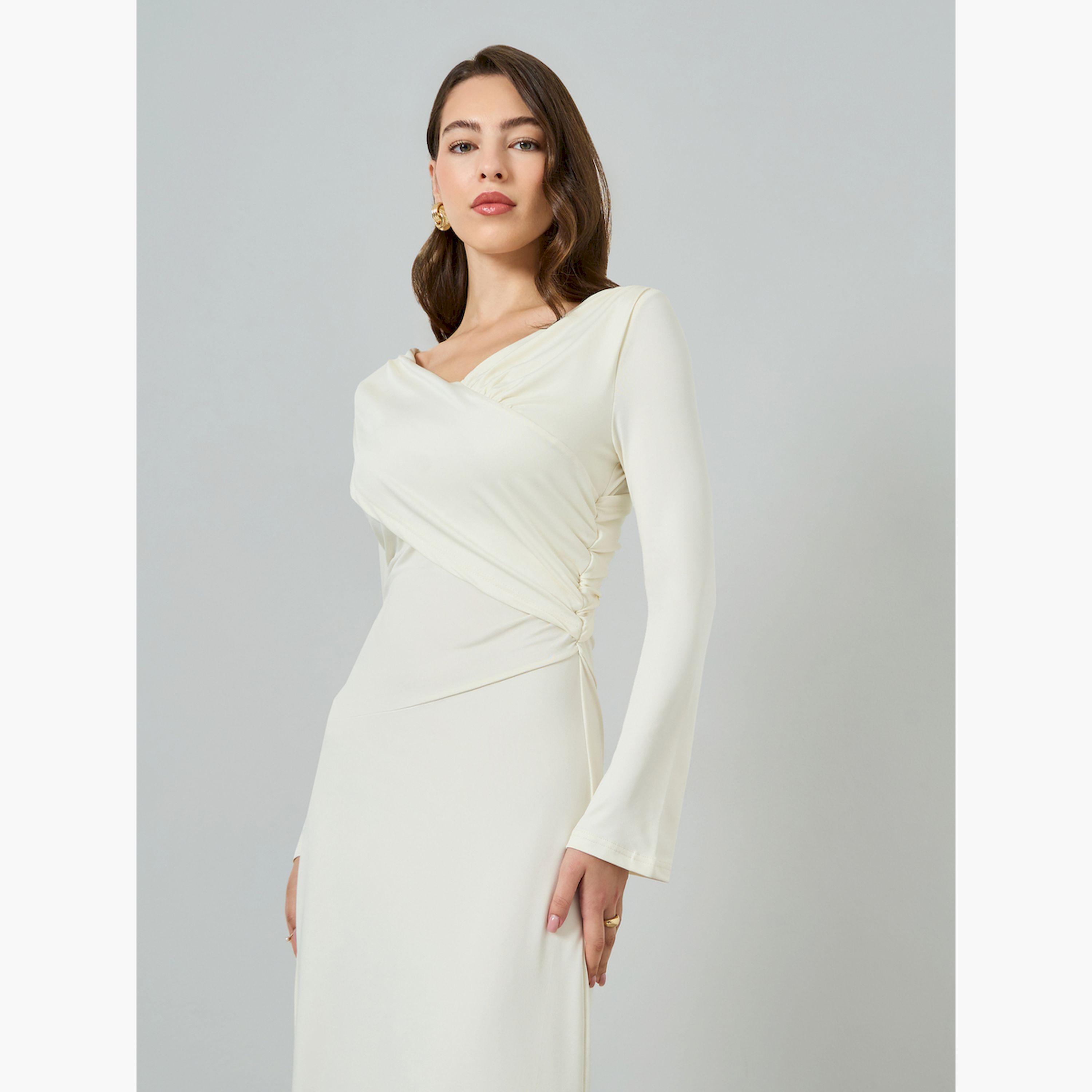 V فستان طويل بياقة على شكل-women-clothing-dresses-image-2