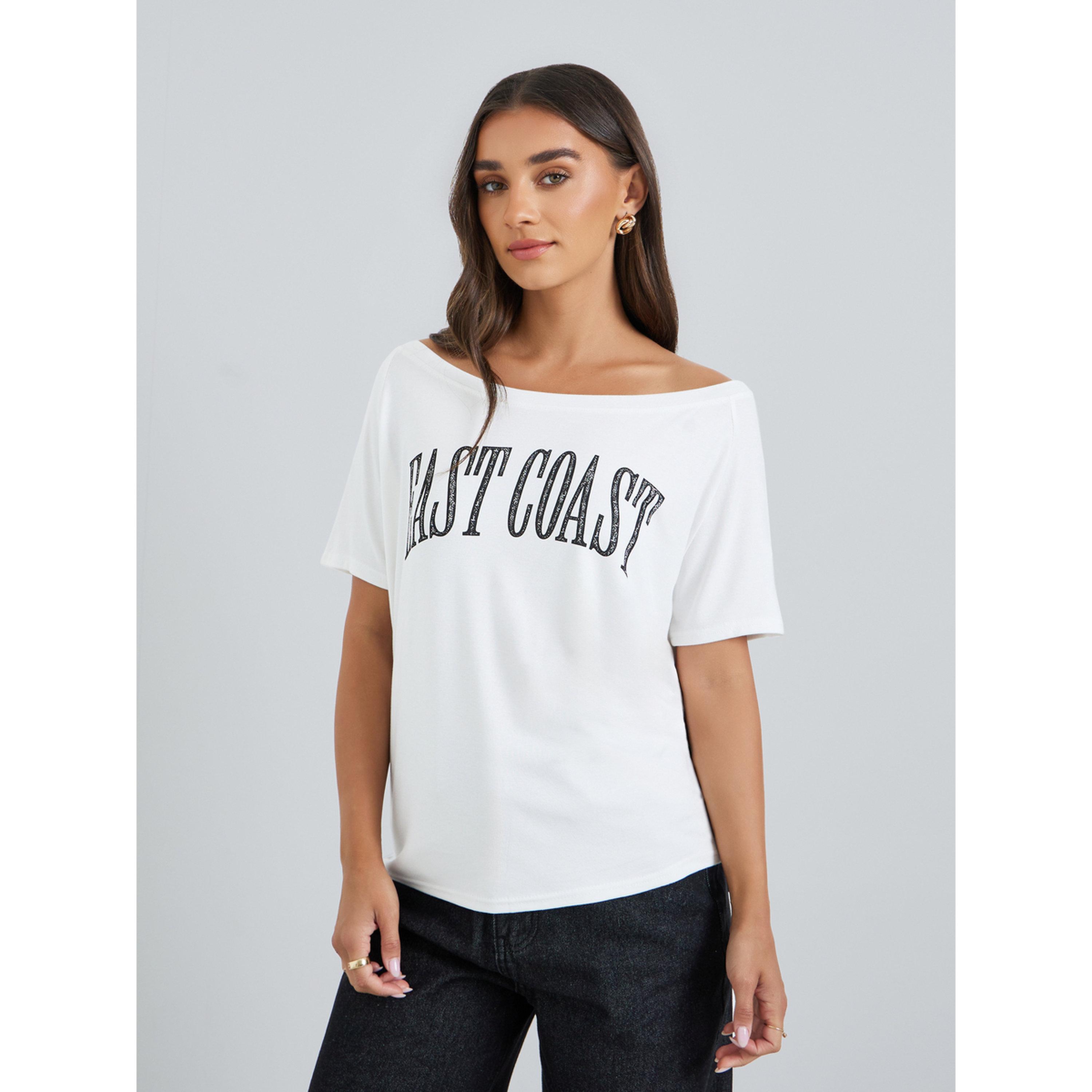 Styli Women White Slogan Print T-Shirt-women-clothing-tshirts-image-1