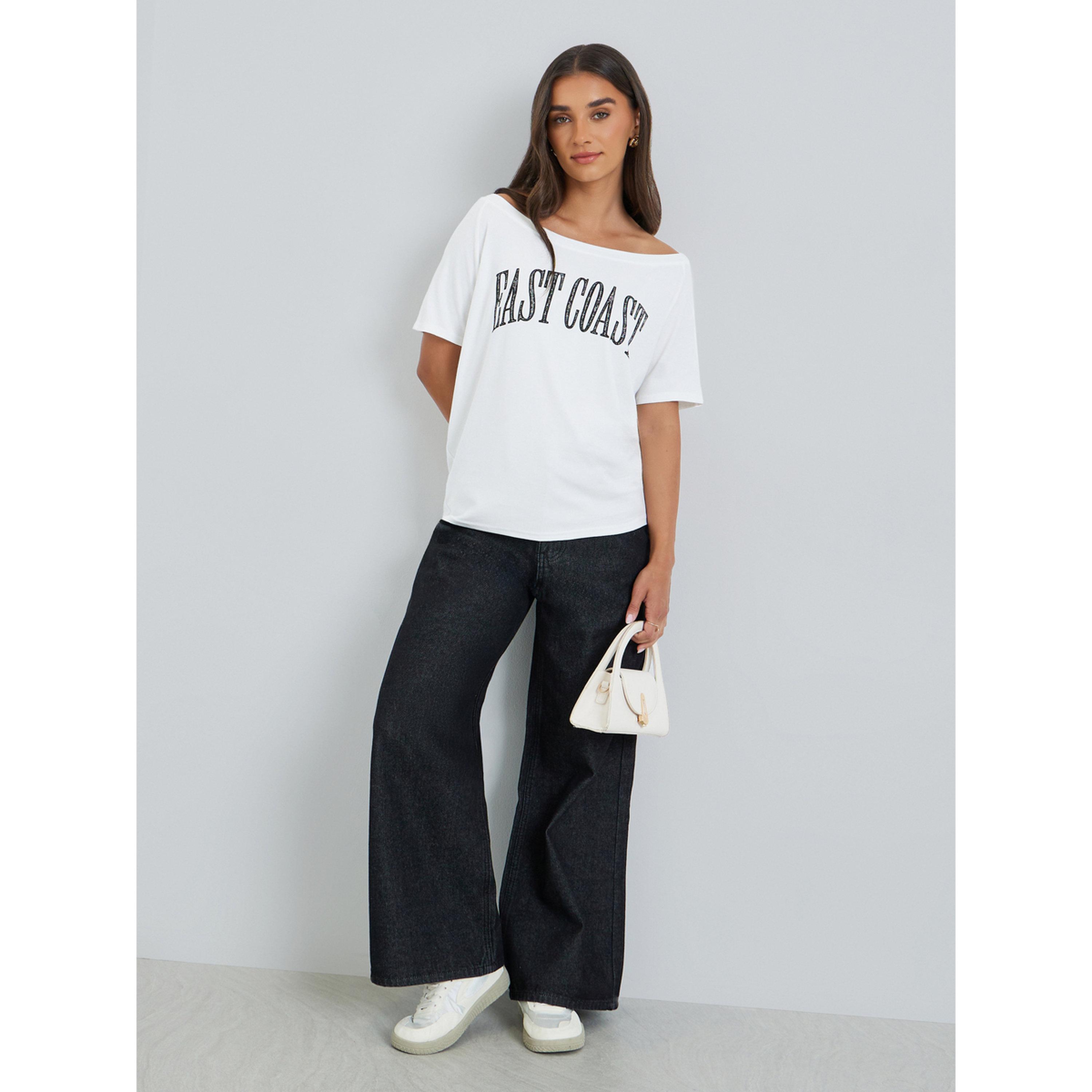Styli Women White Slogan Print T-Shirt-women-clothing-tshirts-image-2
