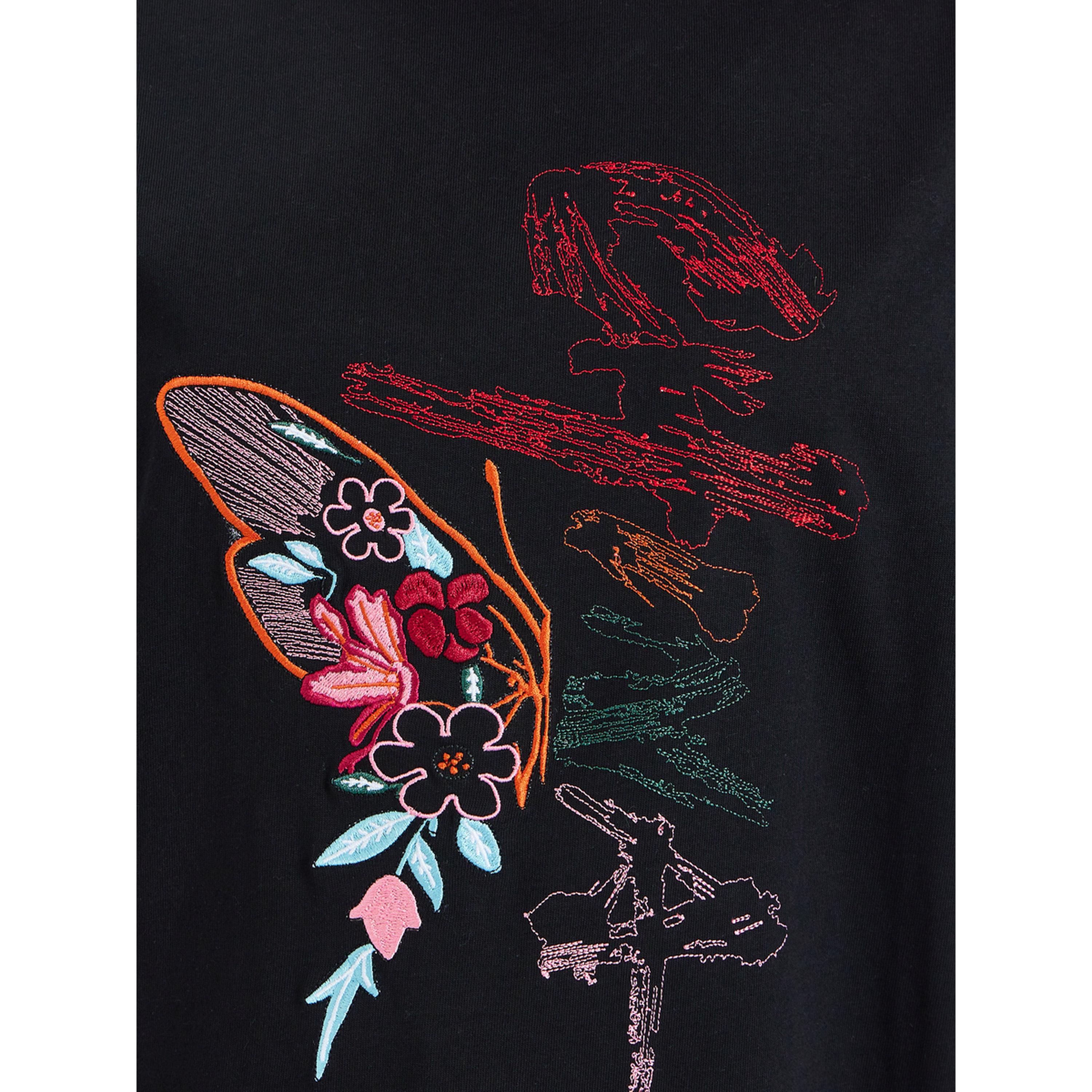 Styli Women Black Floral Embroidered Oversized T-Shirt-women-clothing-tshirts-image-3