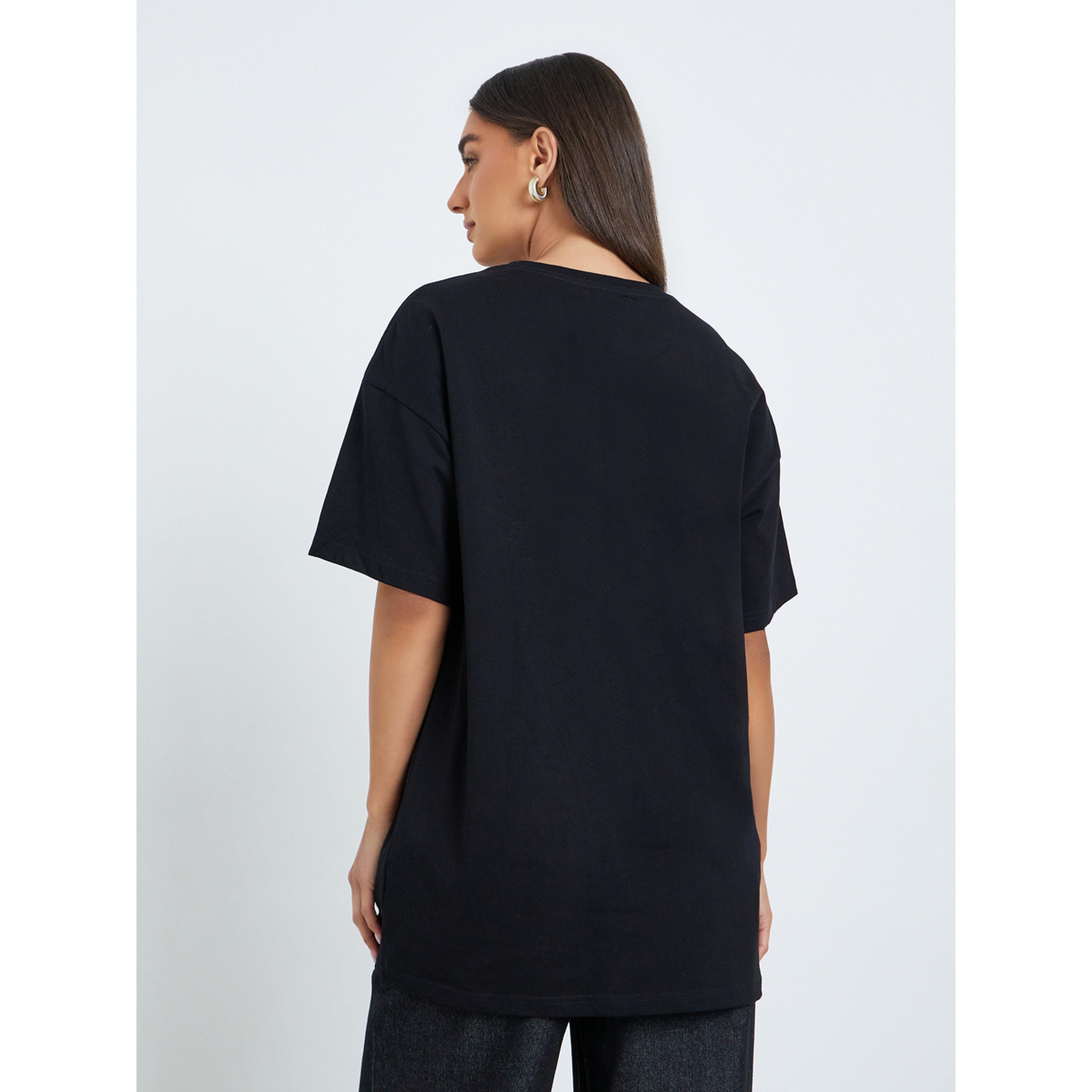 Styli Women Black Floral Embroidered Oversized T-Shirt-women-clothing-tshirts-image-4