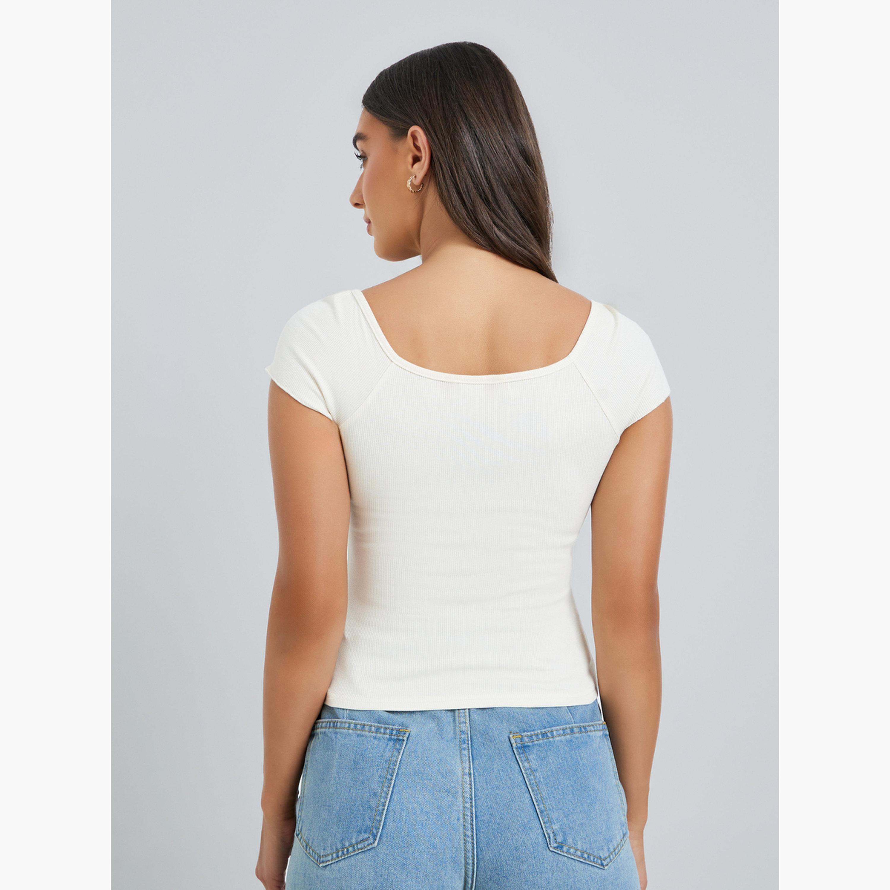بلوزة منسوجة بشريط أسود-women-clothing-tshirts-image-4