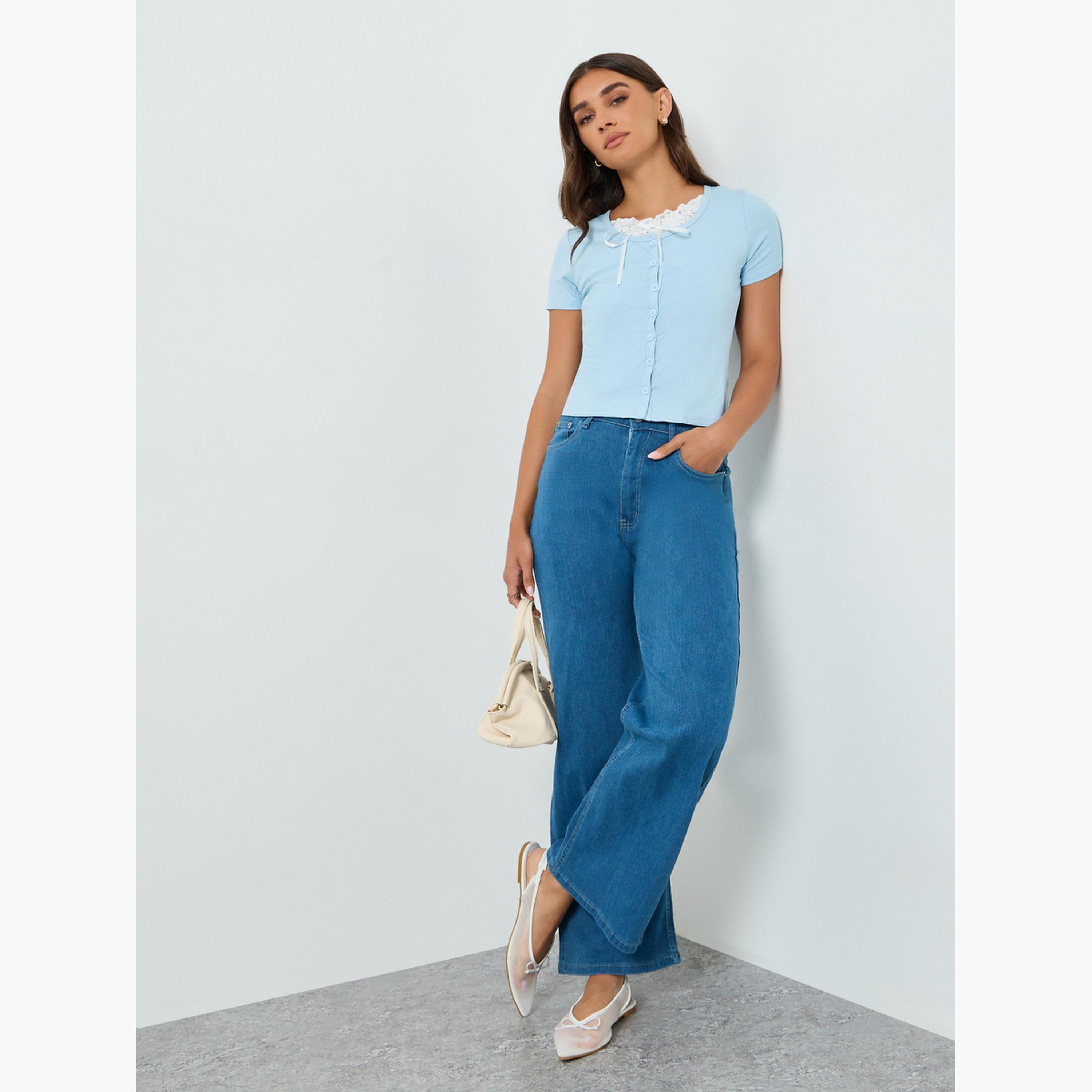 بلوزة منسوجة بحافة دانتيل-women-clothing-shirtsandblouses-blouses-image-2