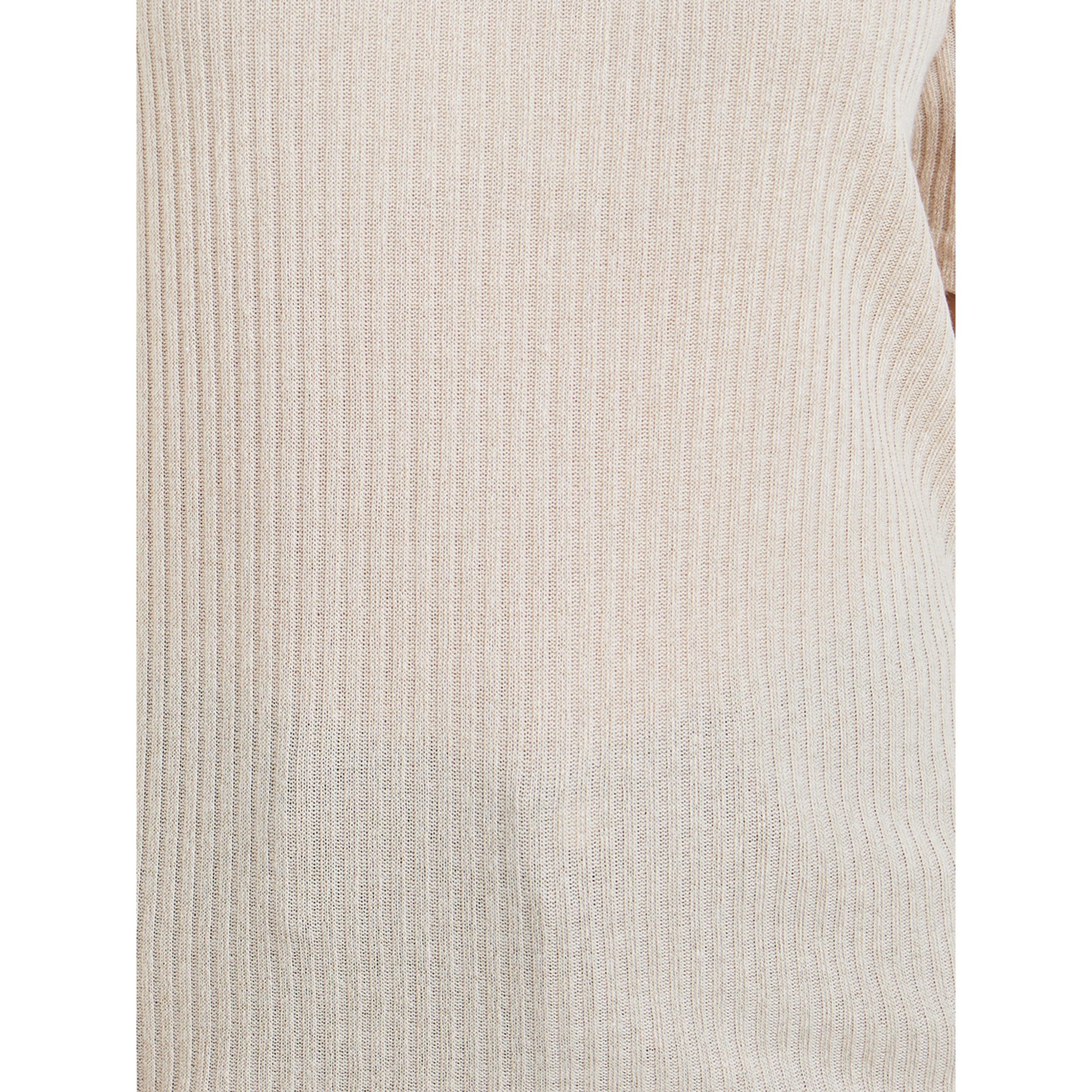 Styli Women Beige Knitted Short Sleeve T-Shirt-women-clothing-tshirts-image-3