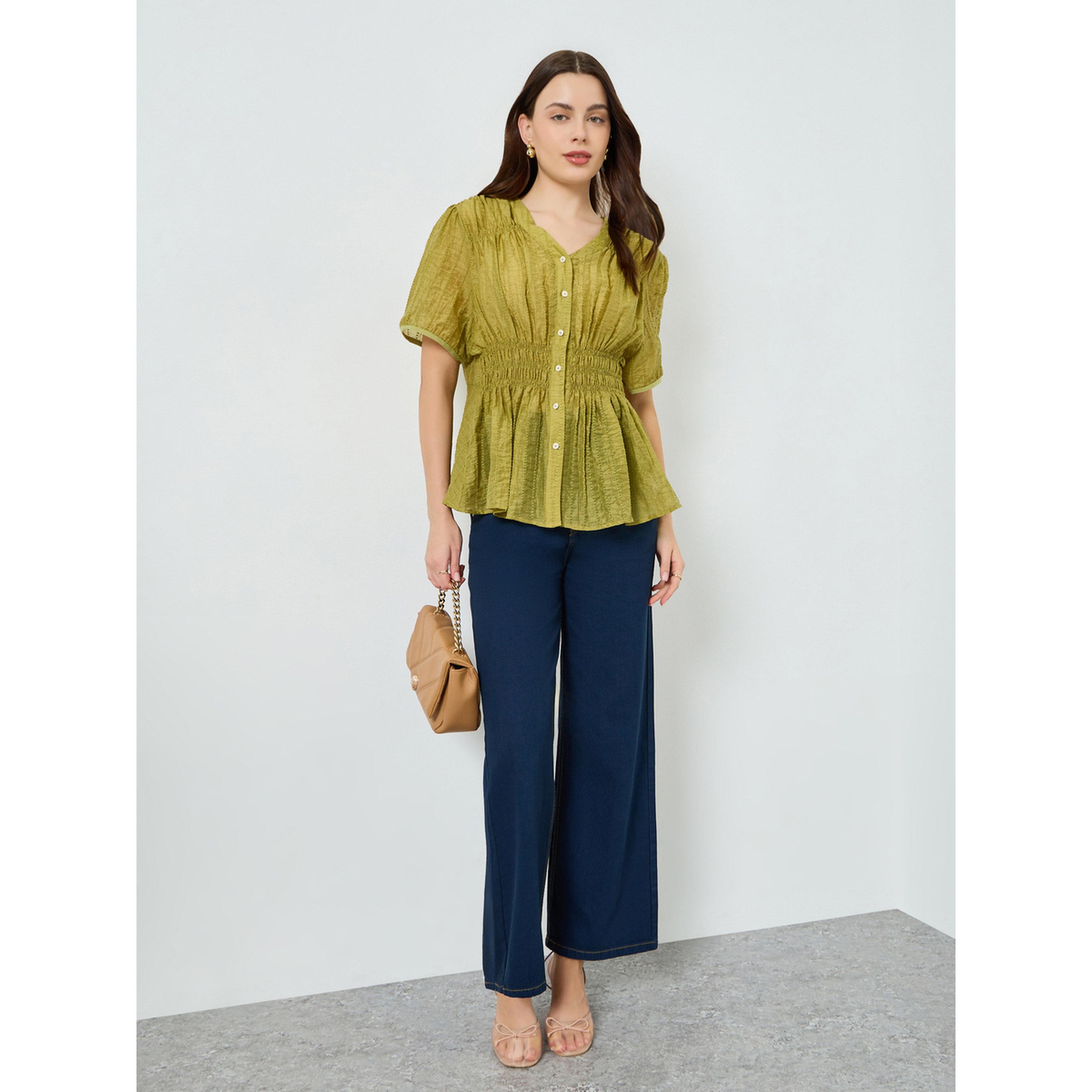 بلوزة بأزرار وخصر مطاطي للنساء-women-clothing-shirtsandblouses-blouses-image-2