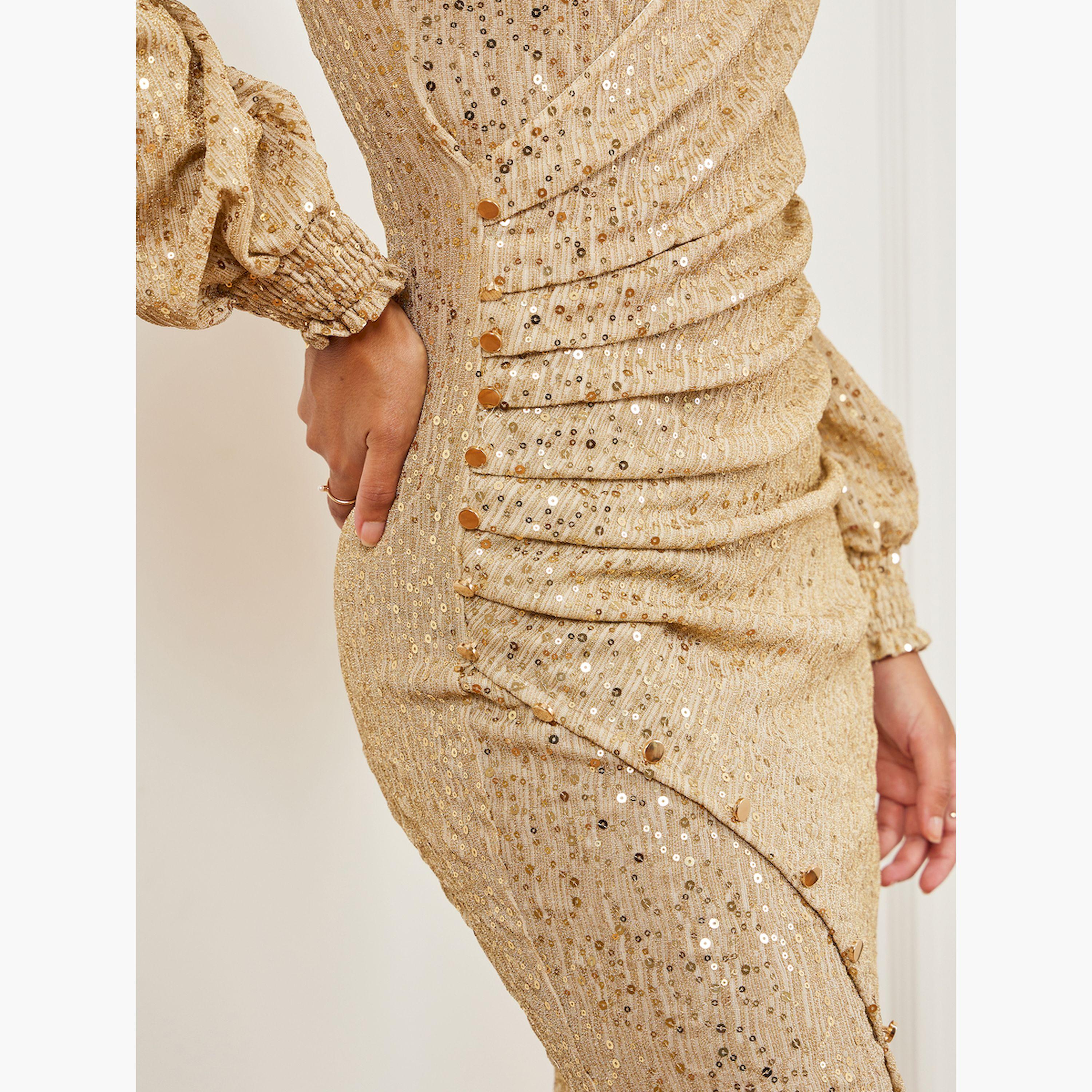 فستان طويل بكسرات ولامع-women-clothing-dresses-image-5