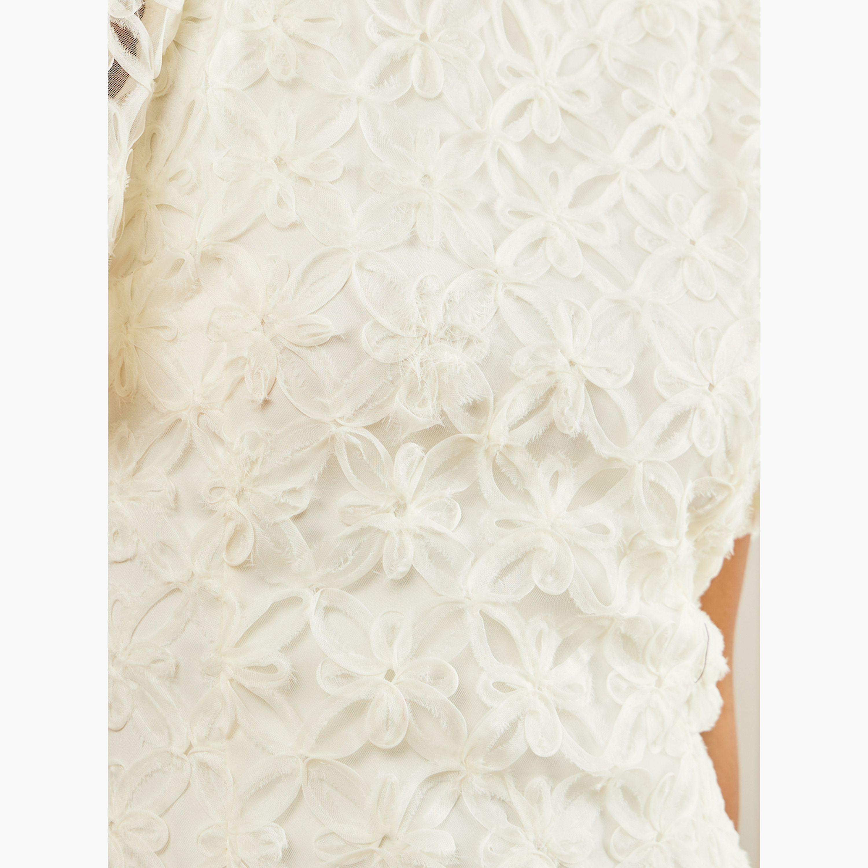 فستان ميدي دانتيل بحافة حورية البحر وأكمام قصيرة-women-clothing-dresses-image-5