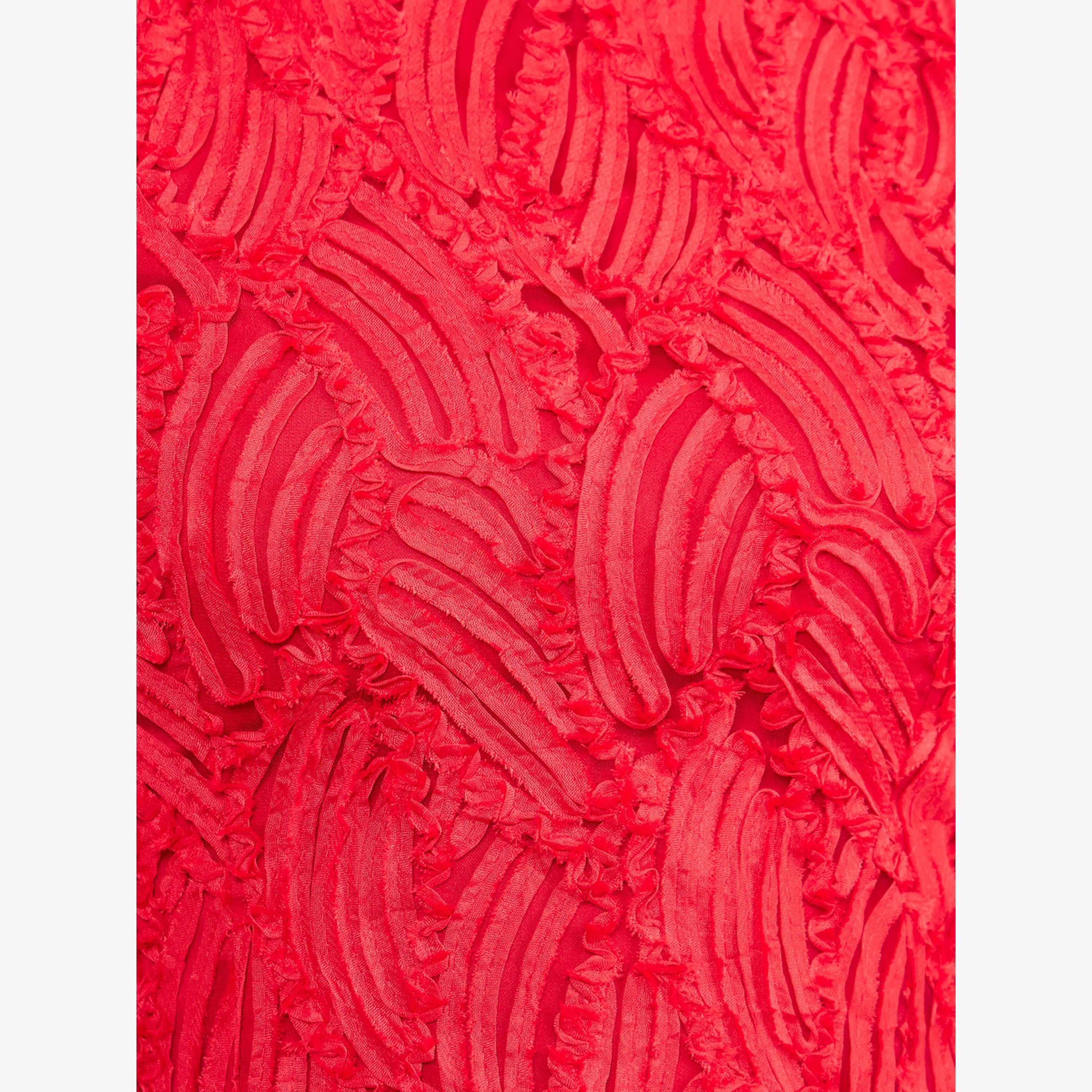 Styli Red Lace Short Sleeve Mermaid Hem Midi Dress-women-clothing-dresses-image-5