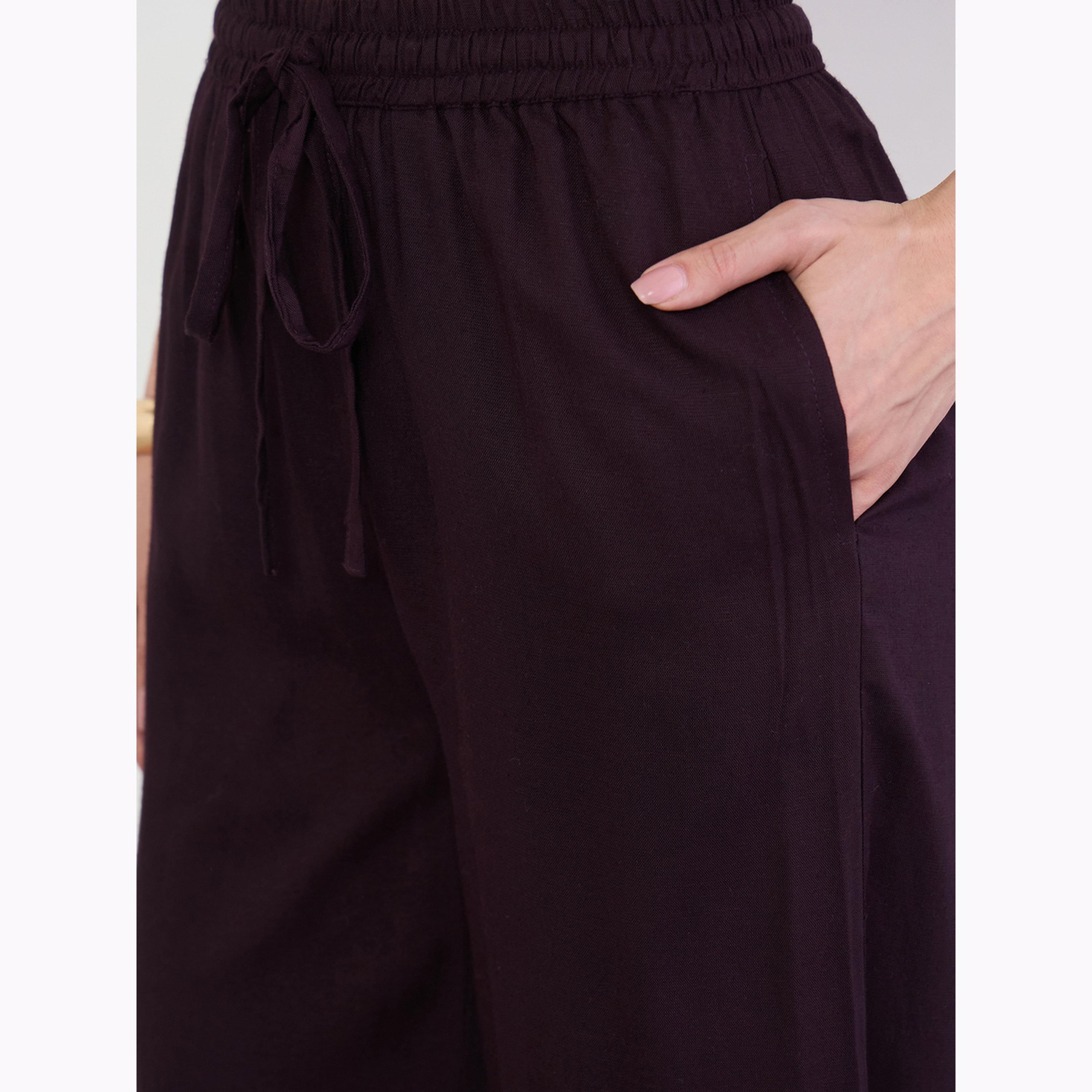 Styli Purple Wide Leg Pants With Drawstring-women-clothing-bottoms-joggers-image-3