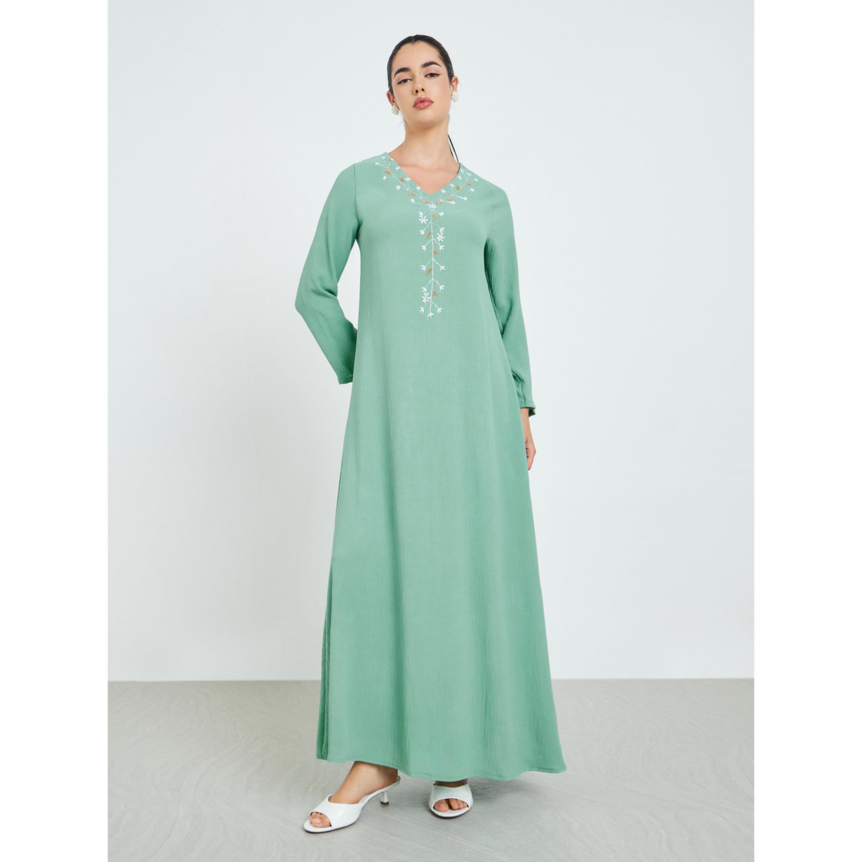 جلابية مطرزة بحافة واسعة للنساء-women-arabicclothing-jalabiyas-image-3