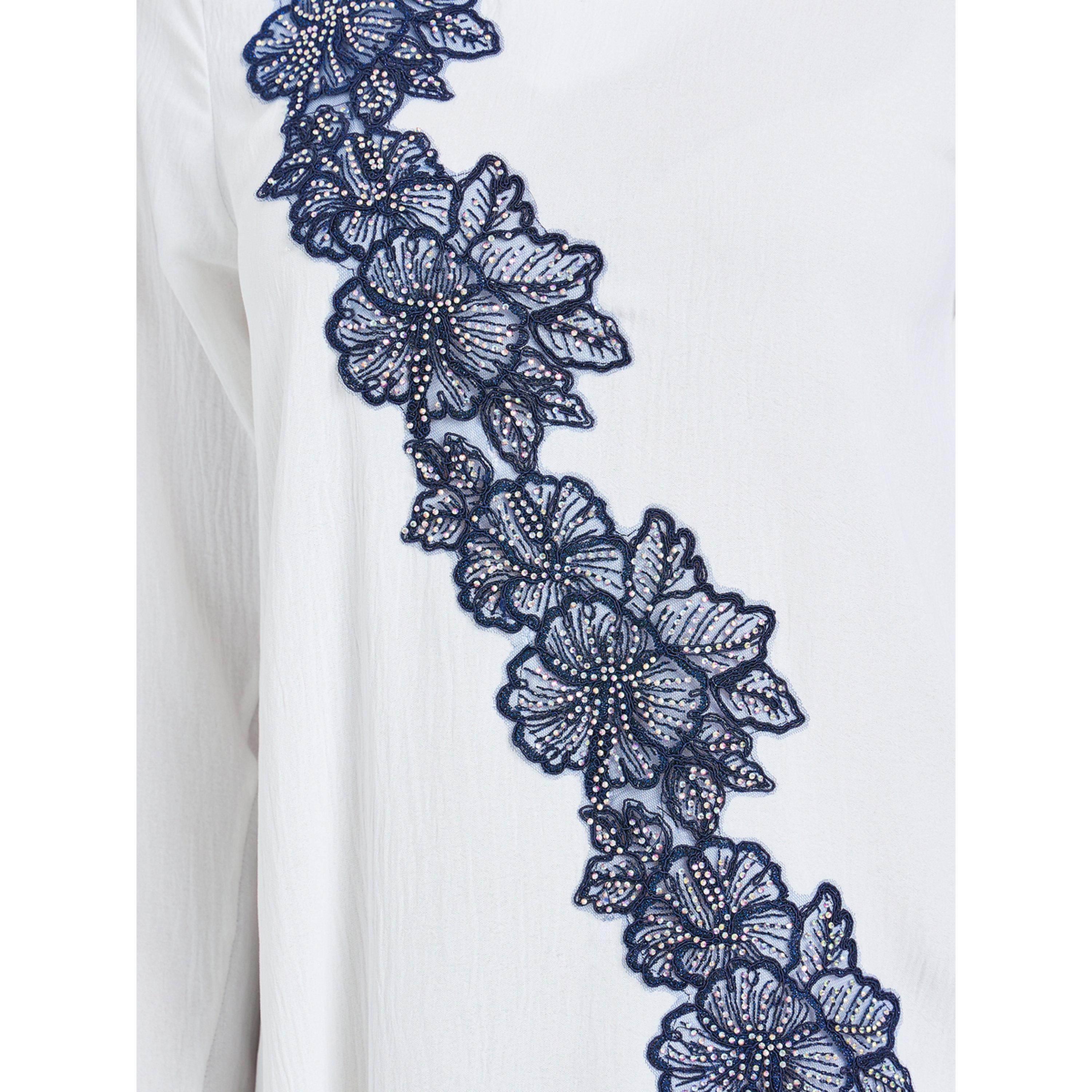 Styli Women White Embroidered A-Line Jalabiya-women-arabicclothing-jalabiyas-image-4