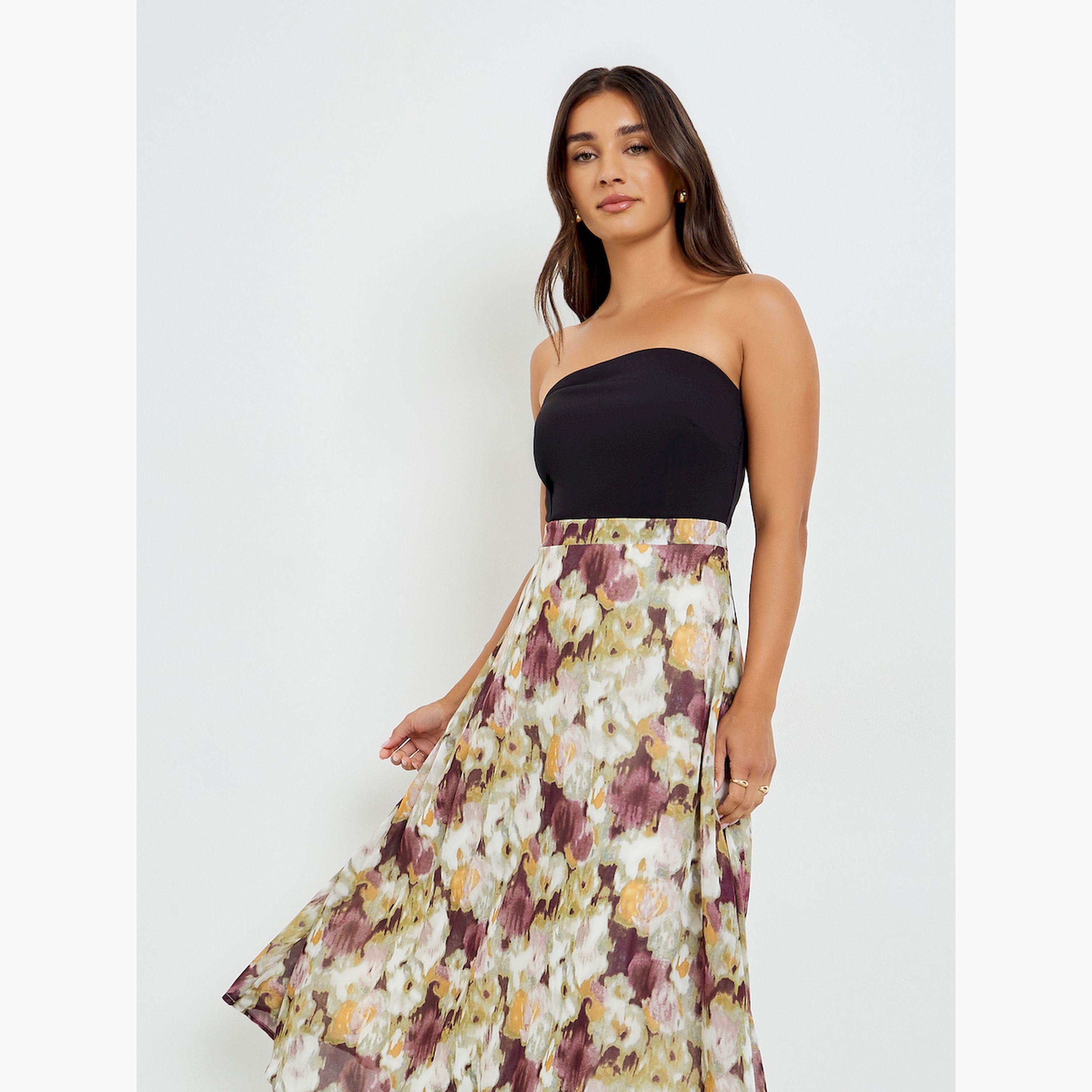 فستان ميدي بلا أكمام بحافة واسعة وطبعة زهور-women-clothing-dresses-image-2