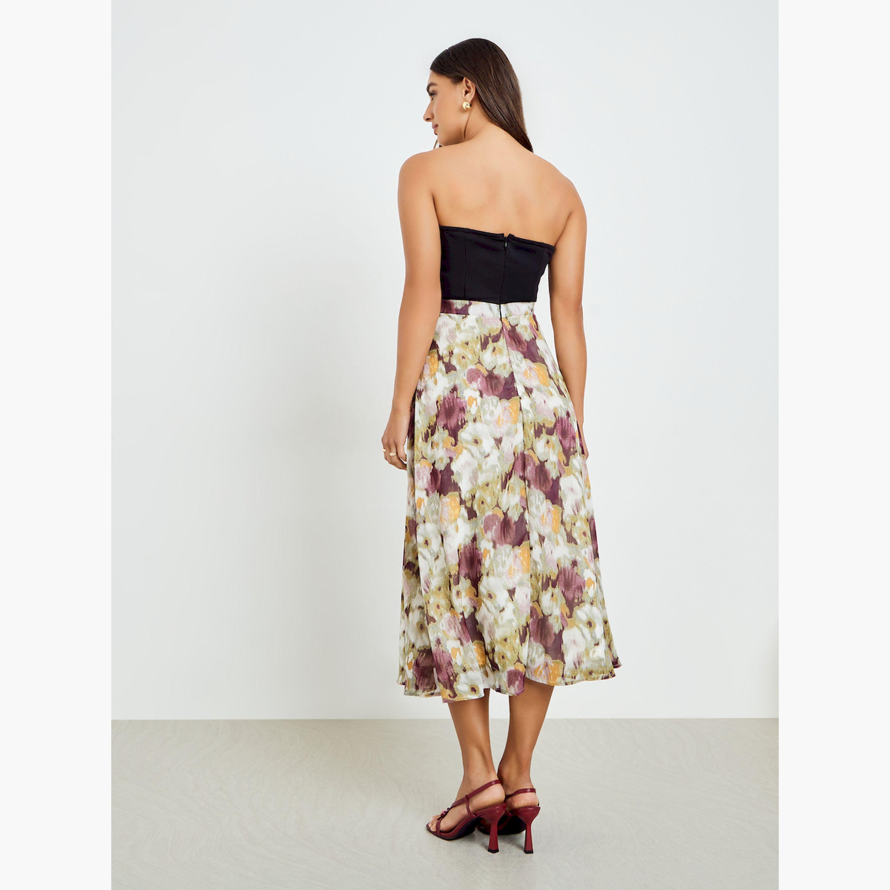 Styli Floral Print Strapless A-Line Midi Dress-women-clothing-dresses-image-4