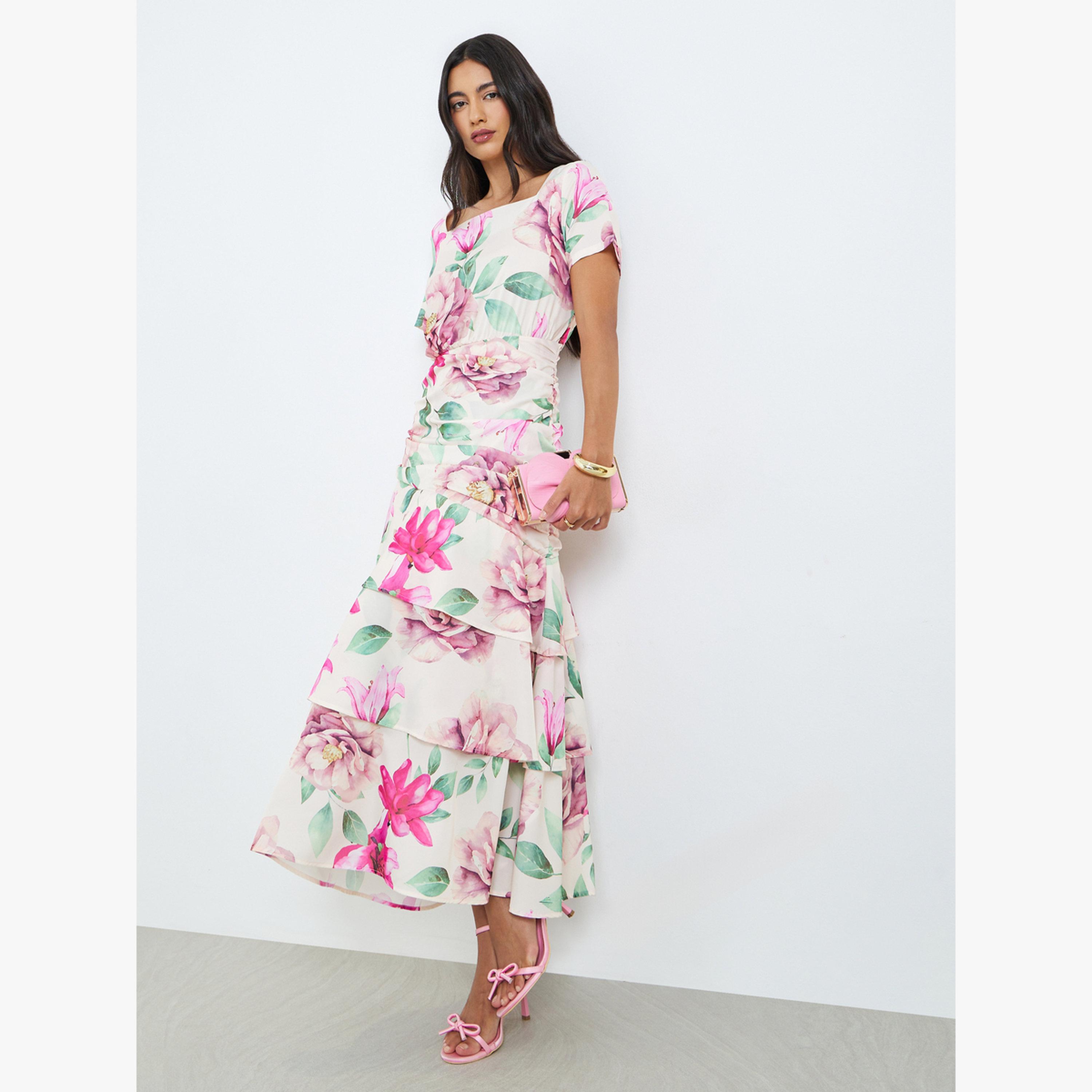 Styli Floral Short Sleeves Tiered Maxi Dress-women-clothing-dresses-image-3