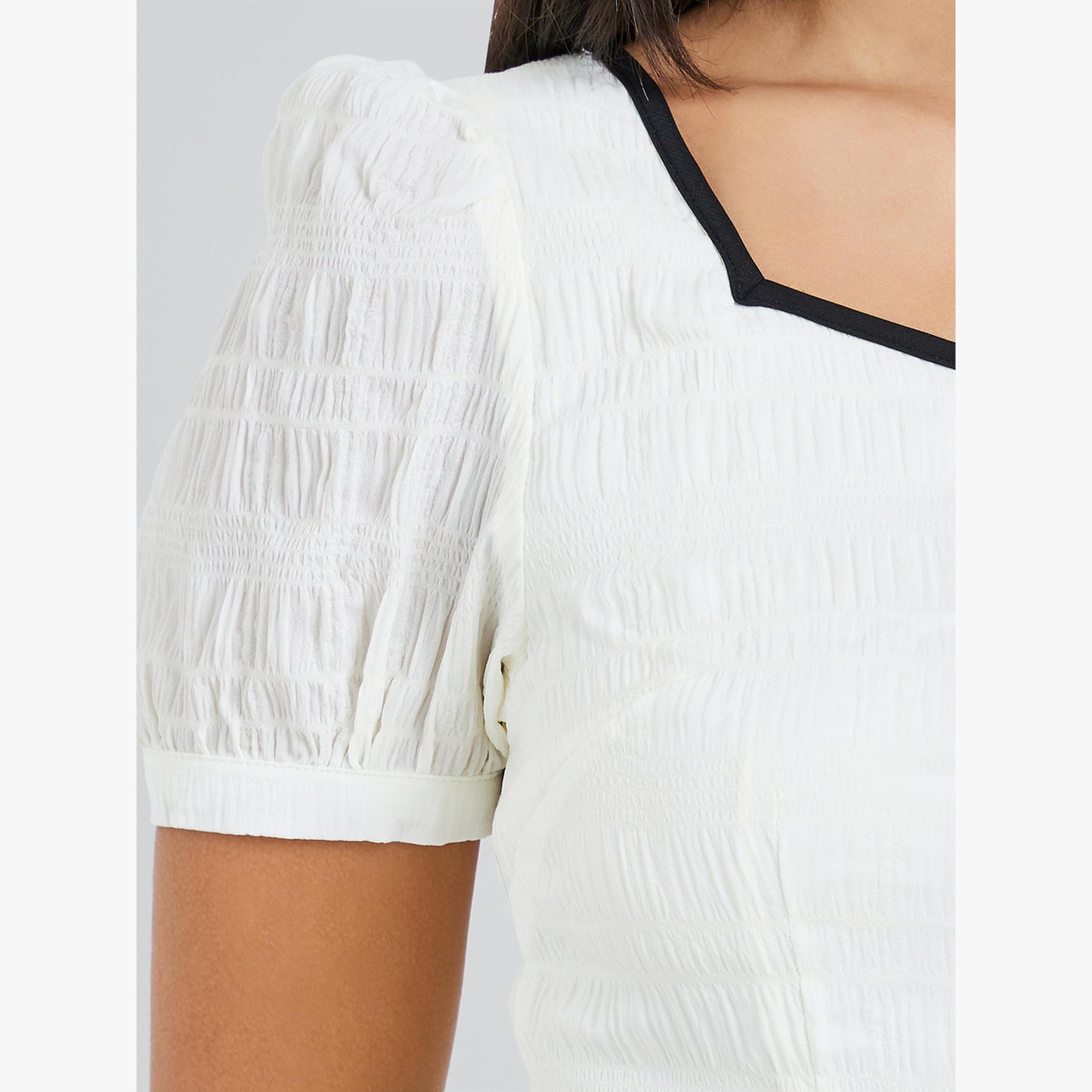 فستان طويل بطبقات وأكمام قصيرة وملمس بارز-women-clothing-dresses-image-5