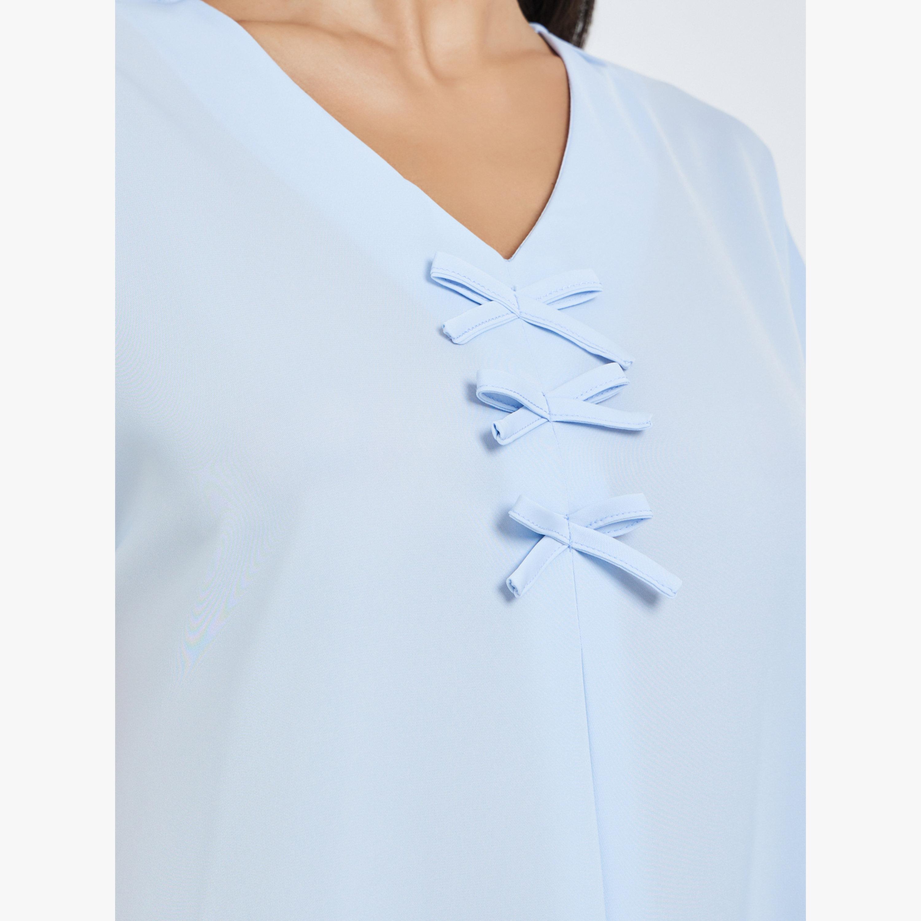 Styli Light Blue Pleated Detail A-Line Jalabiya-women-arabicclothing-jalabiyas-image-6