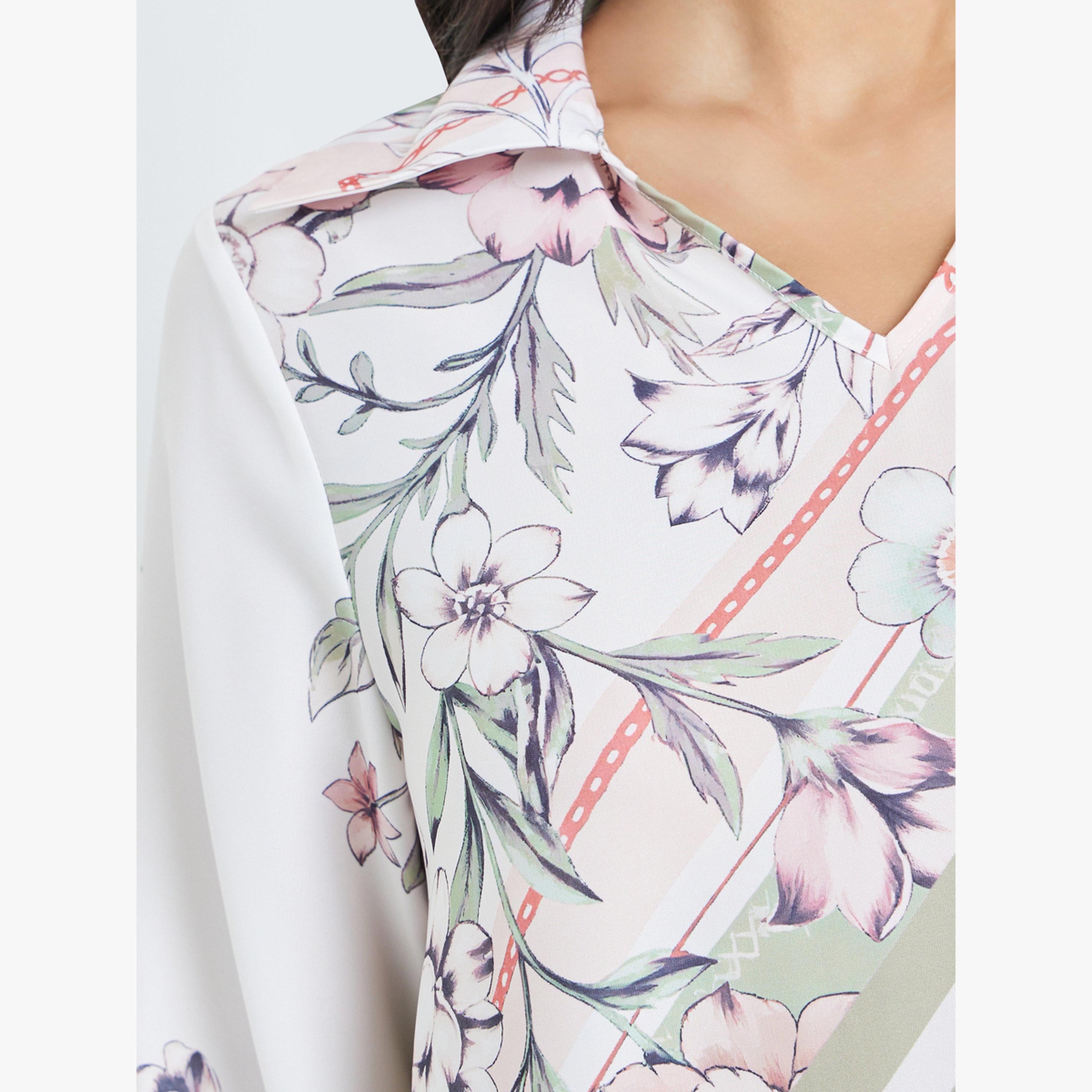 Styli Multi Open Collar Printed Jalabiya-women-arabicclothing-jalabiyas-image-5