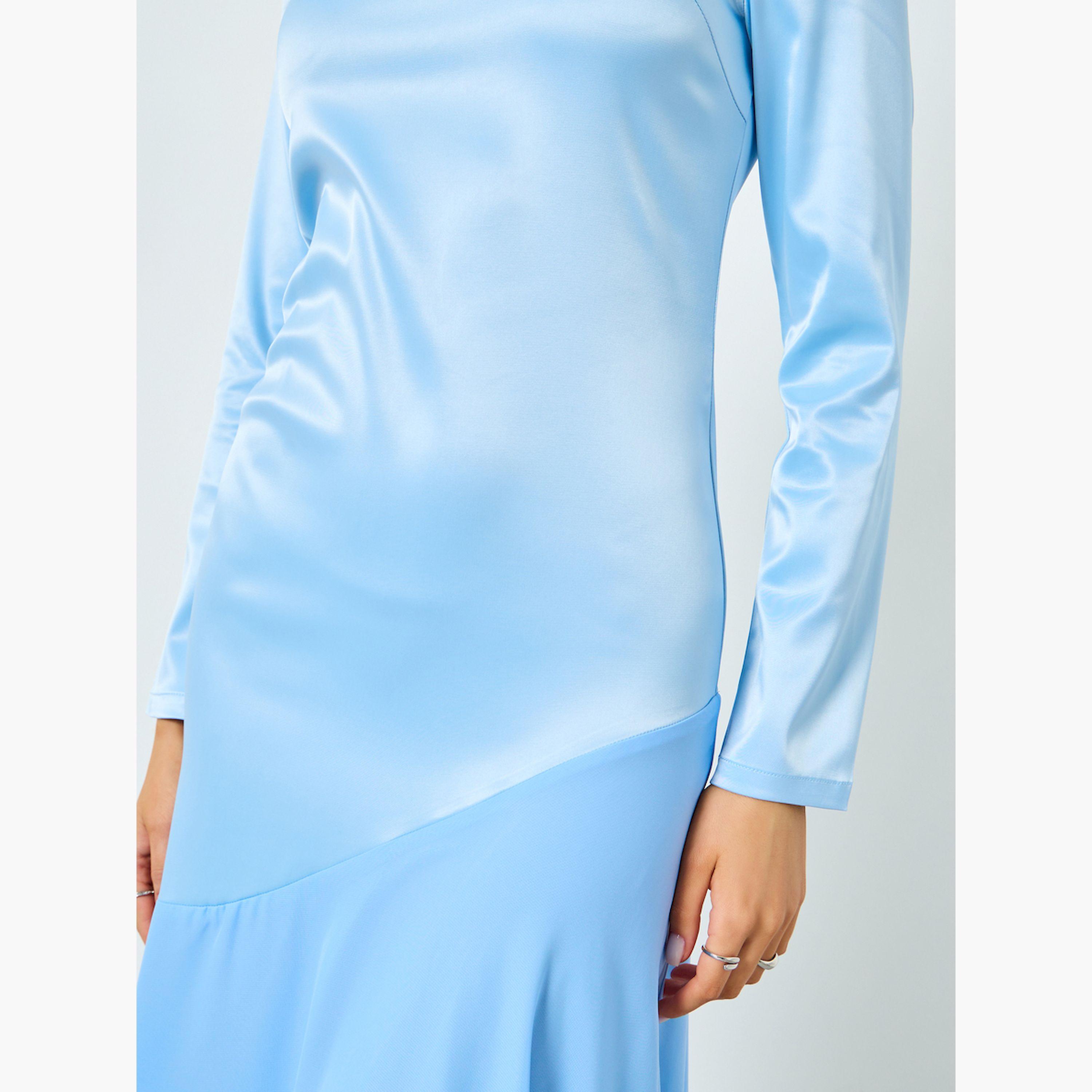 فستان طويل ساتان بياقة قارب وأكمام طويلة-women-clothing-dresses-image-6